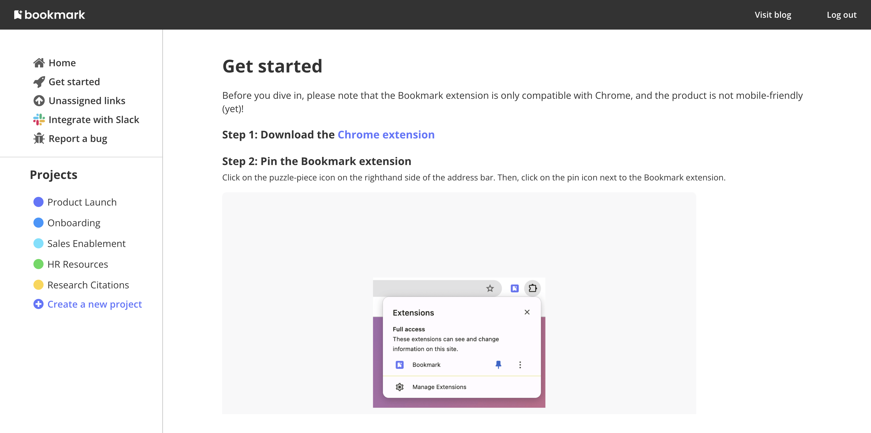 Let's check out an existing project in Bookmark!