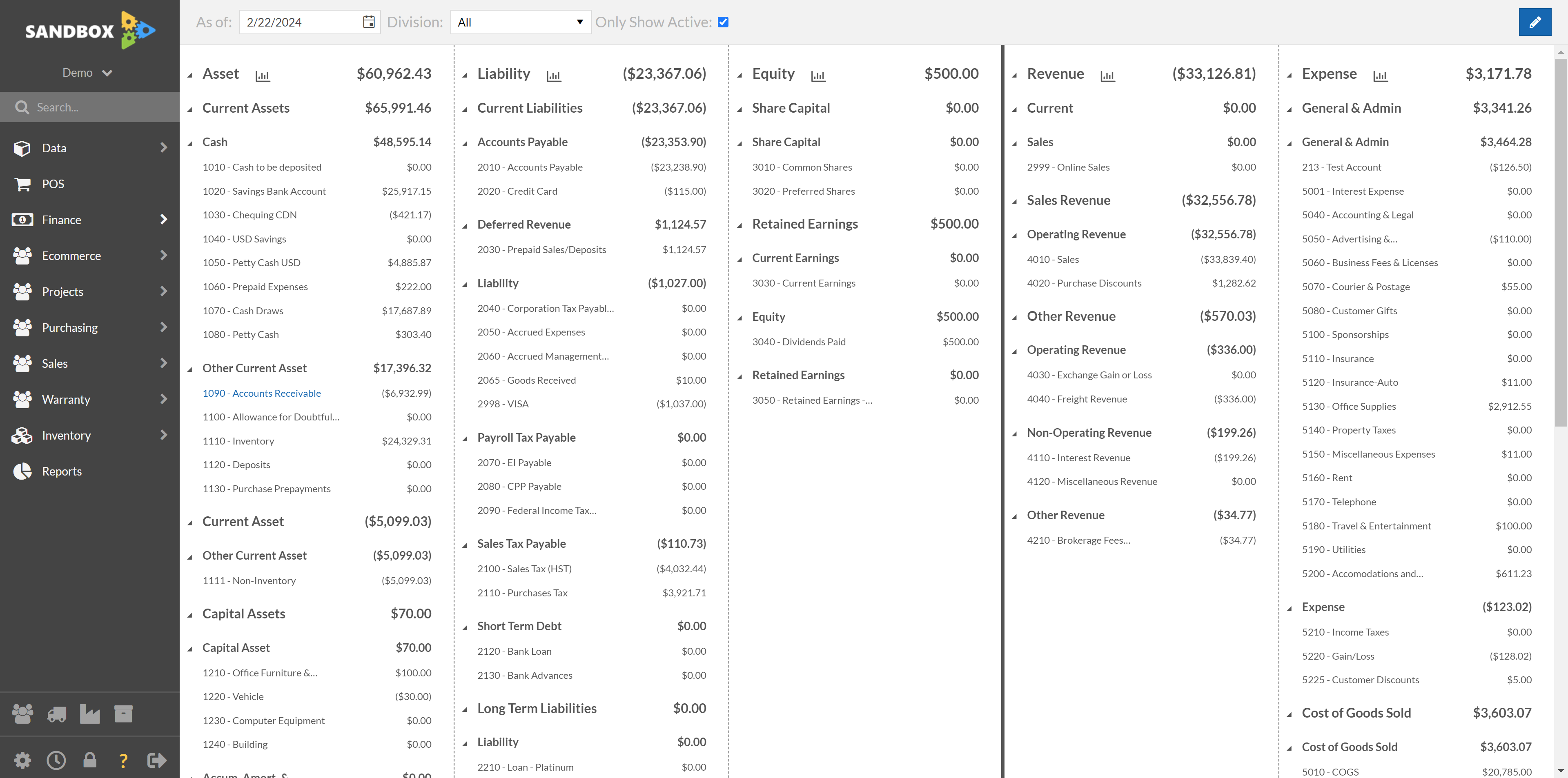 Select a GL Account to view transactions