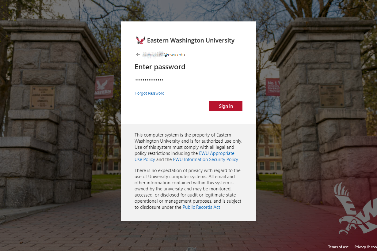 **Enter your EWU email and password**
