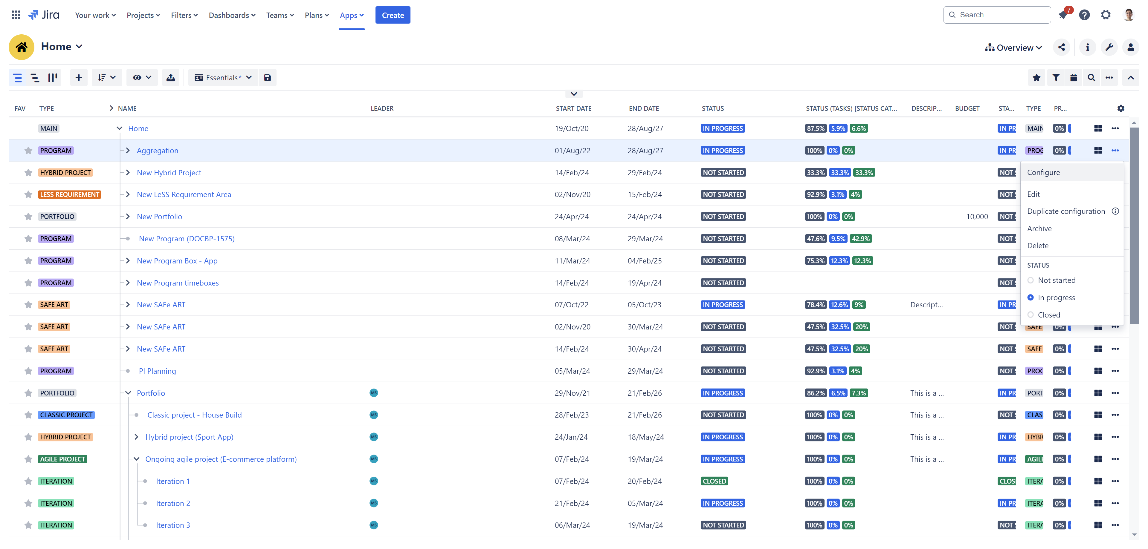 Select **Configure** from the menu.