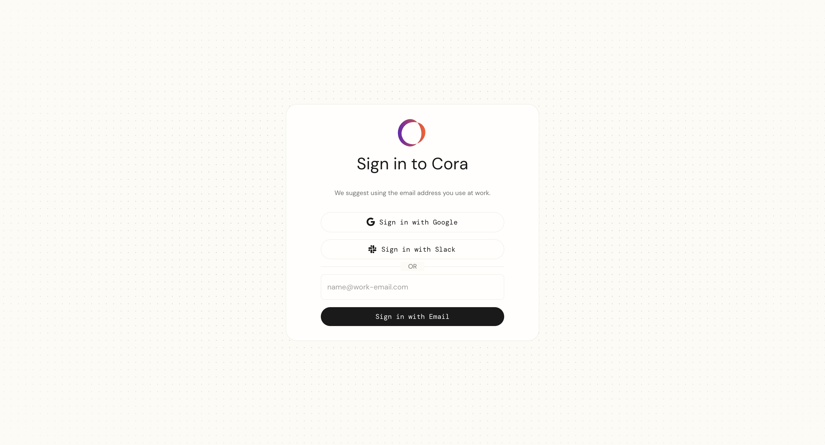 Sign in with your work email or Slack