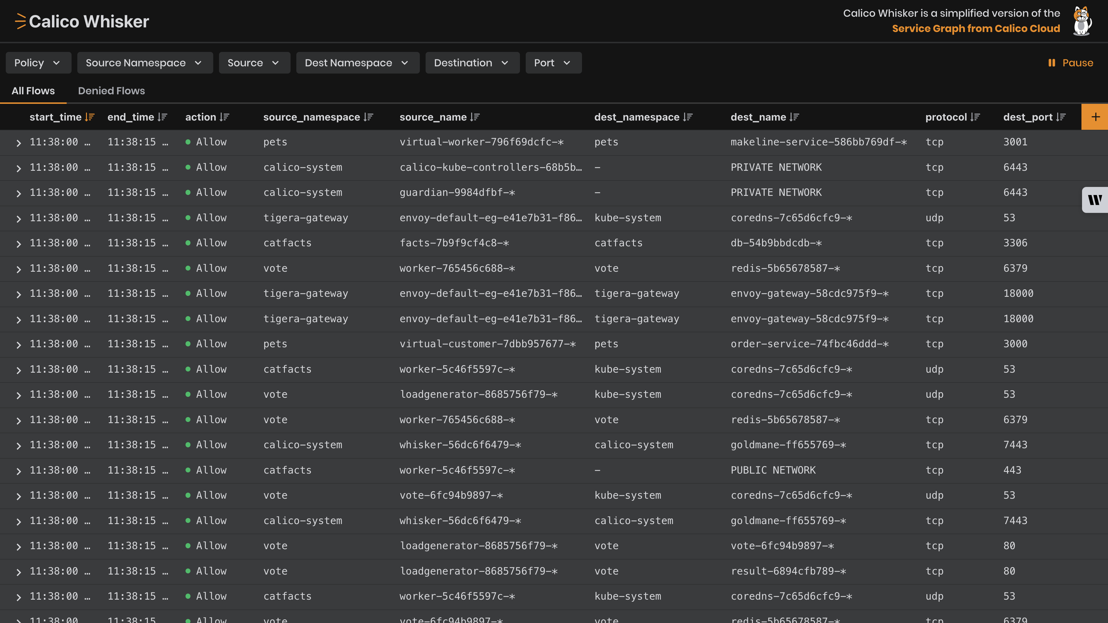 Filter logs by network policy