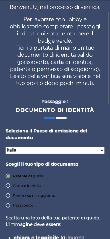 Il processo è semplice e veloce. Scegli come prima cosa la tipologia di documento che vuoi utilizzare.