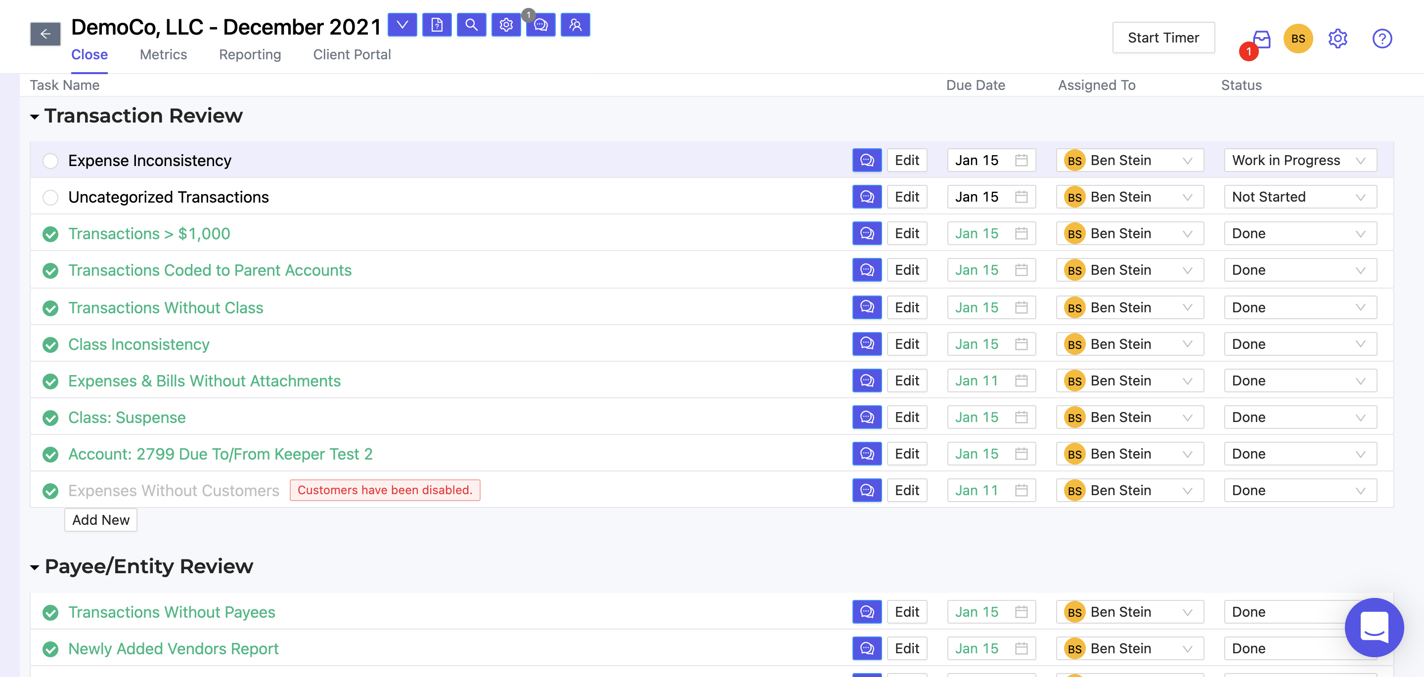 The Expense Inconsistency report flags transactions coded to different accounts or vendors in prior periods.