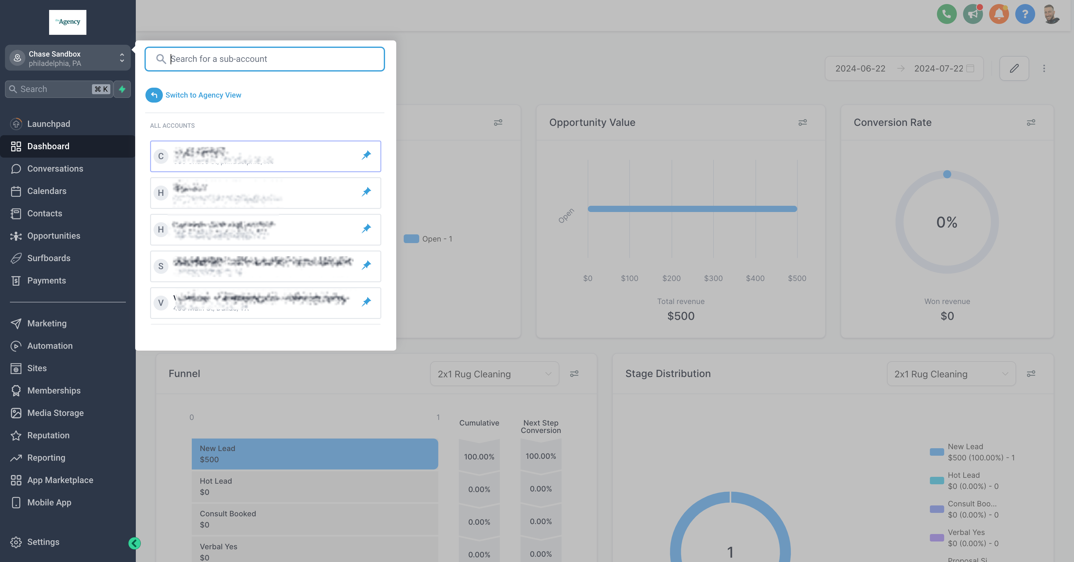 Next, click the "Switch to Agency View" button.