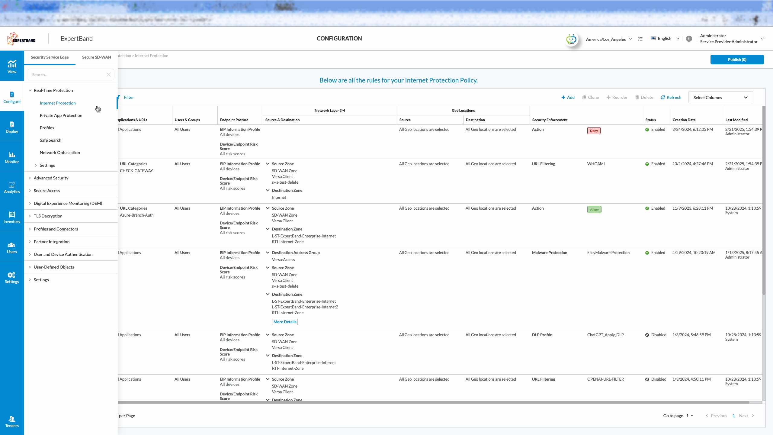 Start with the Versa management console. Here, security admins can create security policies, manage user groups, and define application groups.

Let's check out the CASB rules and policies.