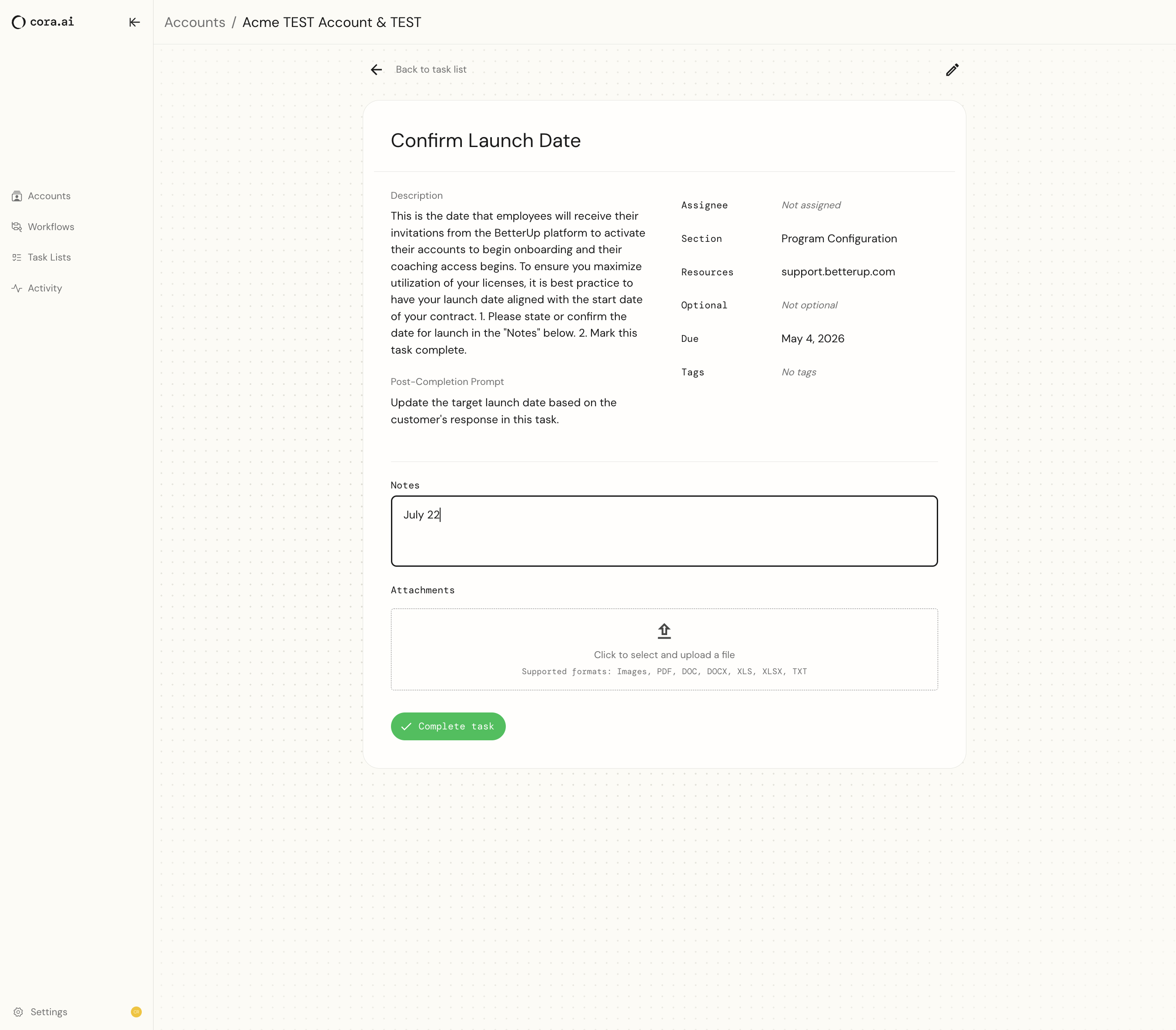 Click the Complete task button to finalize your submission.