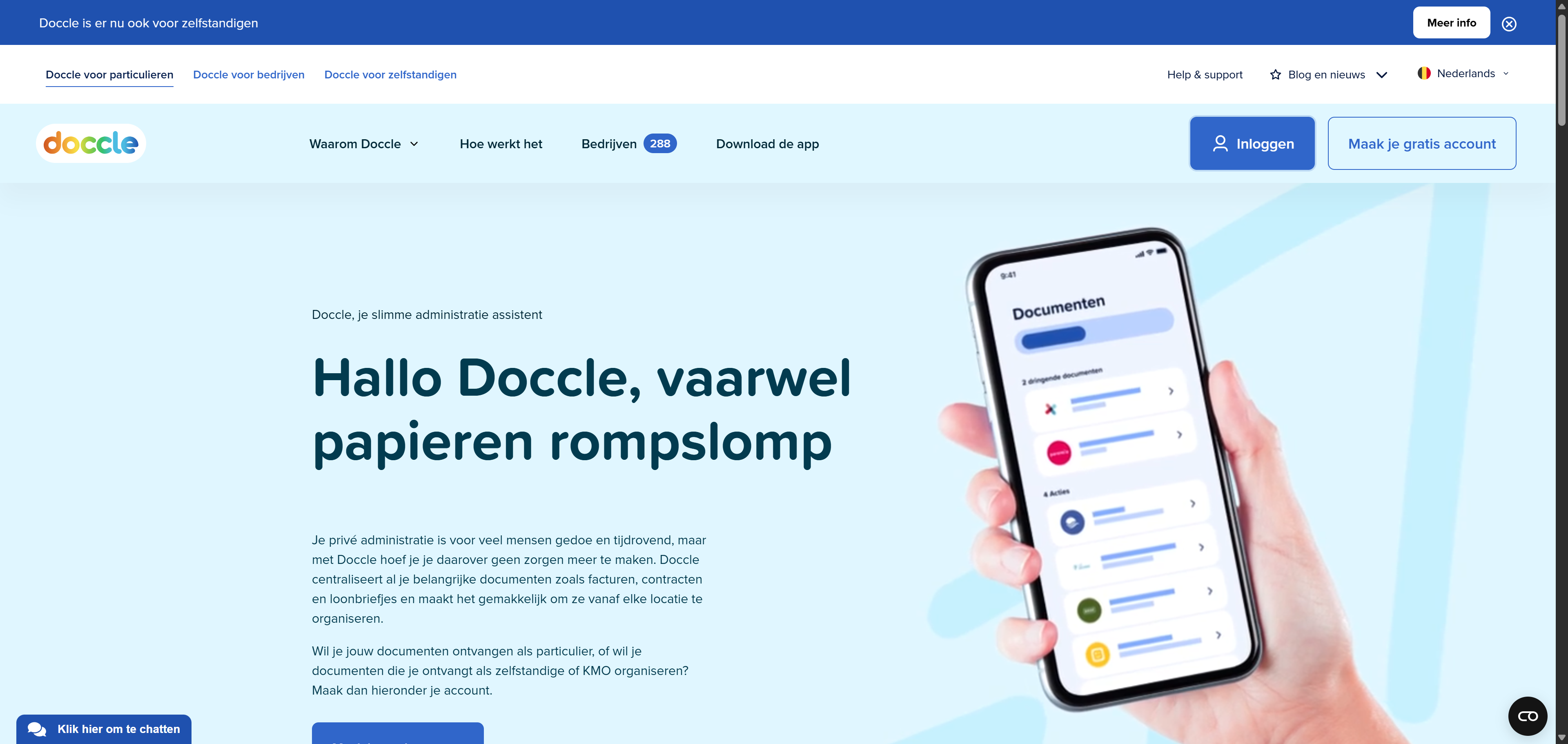 Begin met inloggen op Doccle om toegang te krijgen tot je account.