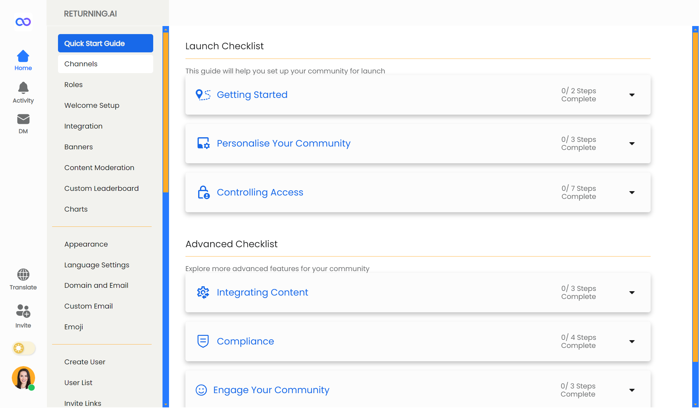 Navigate to the 'Channels' tab.