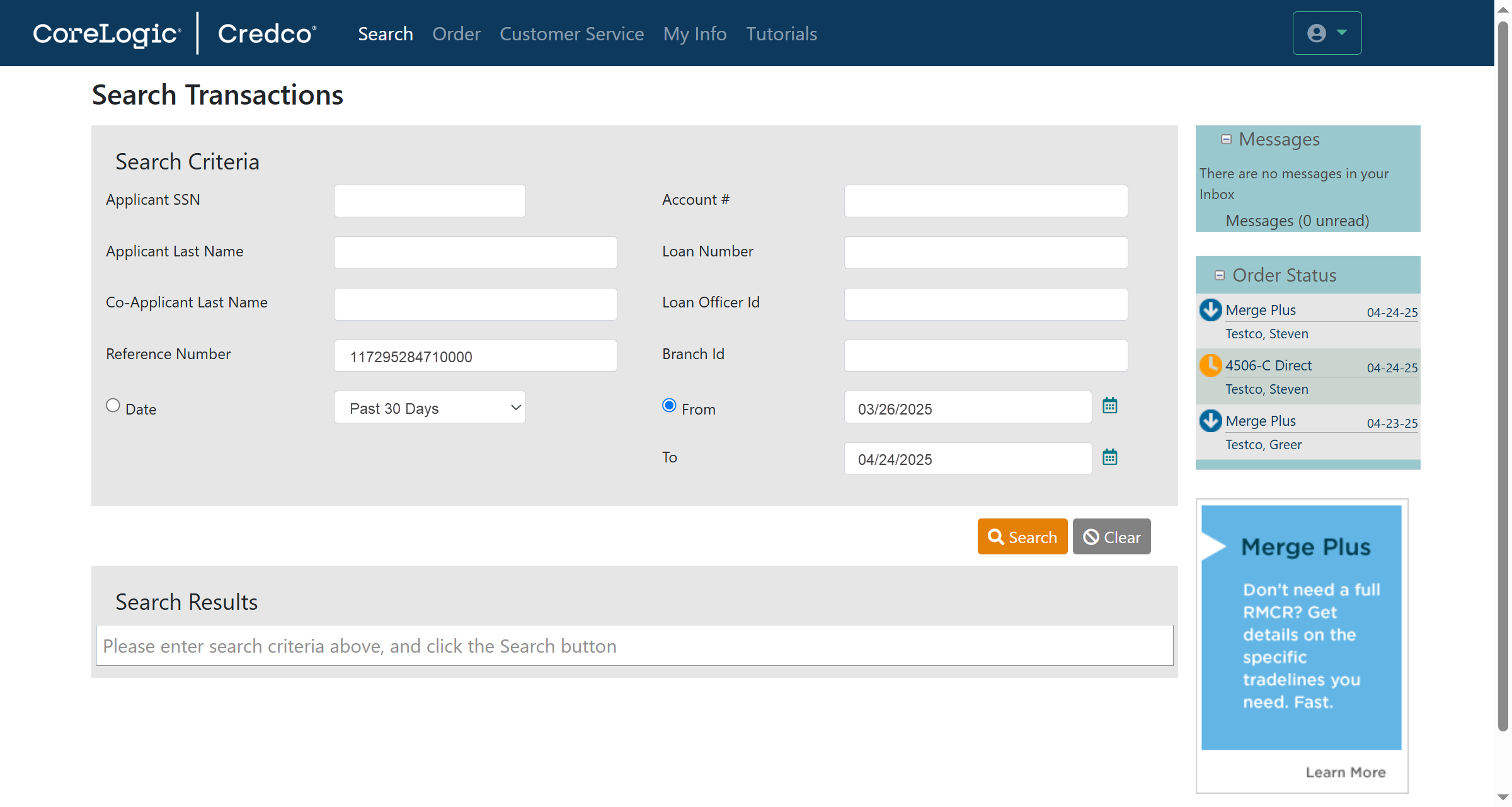 To upgrade a report to a Merge Plus, Rapid Recheck, or an Anthem report, you need to access an existing instant merge report. 
