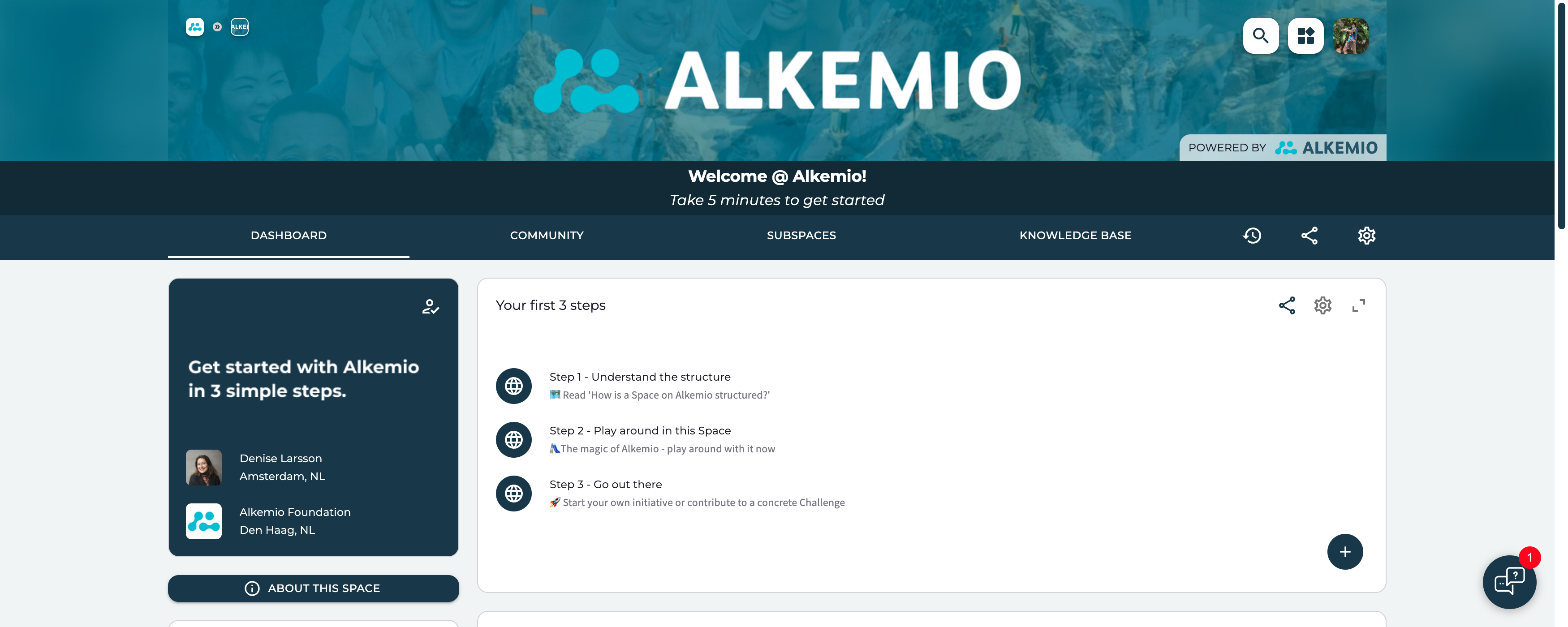 On all pages in your Space you can create a new post, whiteboard, or other tool

