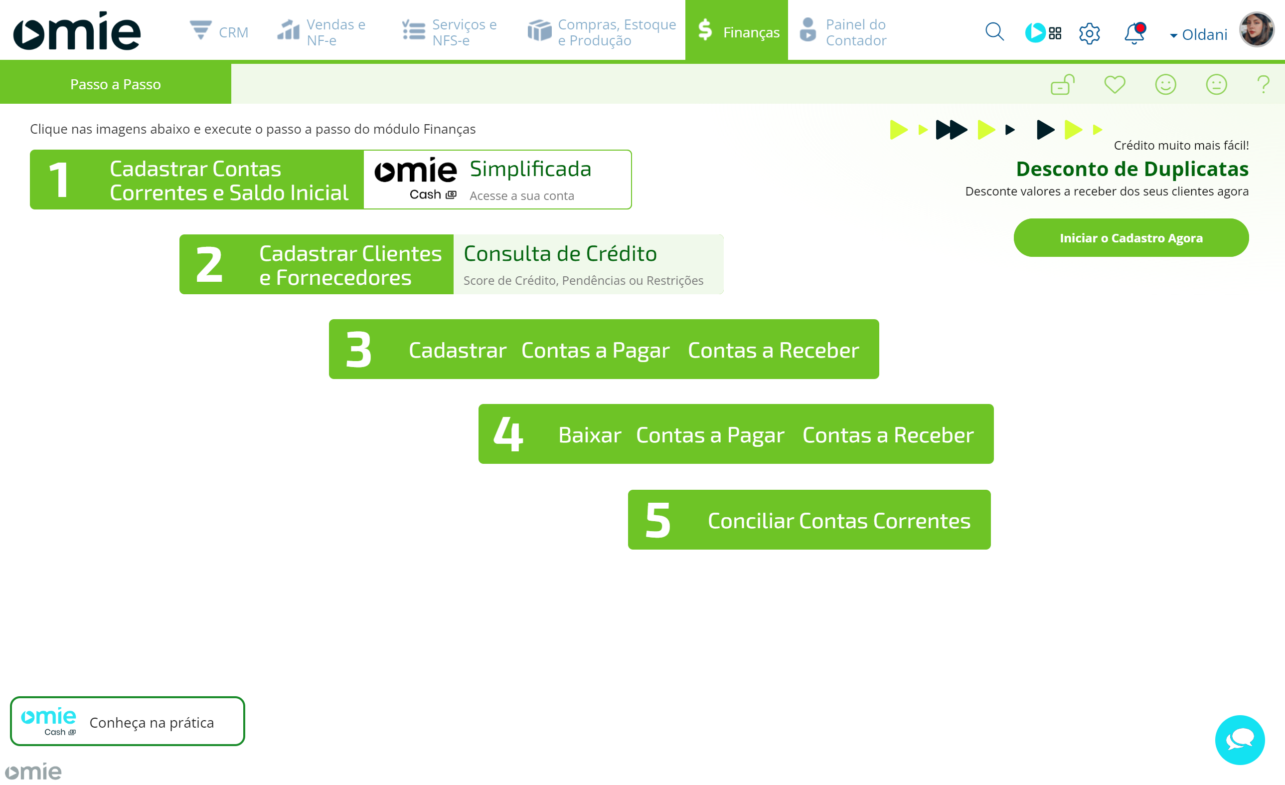 Clique em Omie.CASH Simplificada