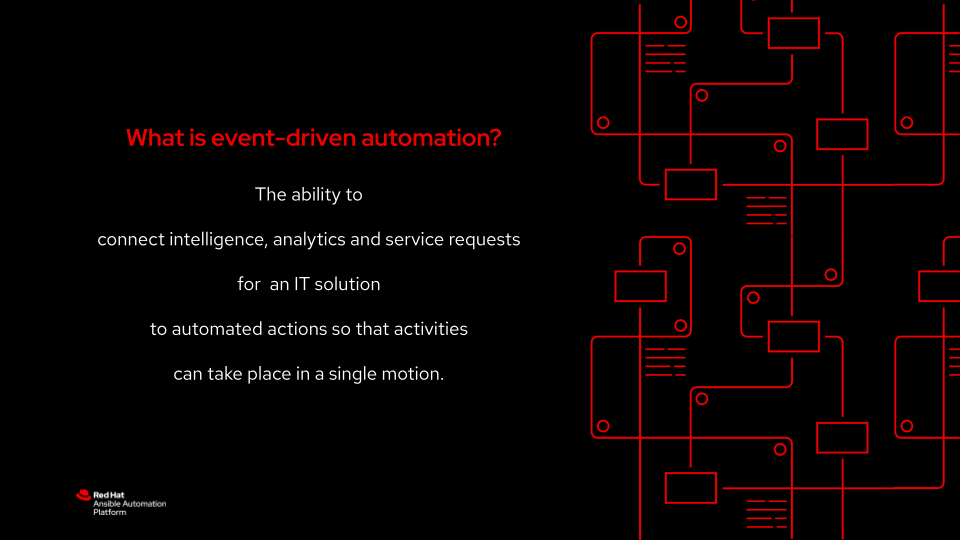 Event-driven automation is an improvement on automation as administrators do not need to trigger a resolution flow of tasks when they detect an issue or an action is performed.