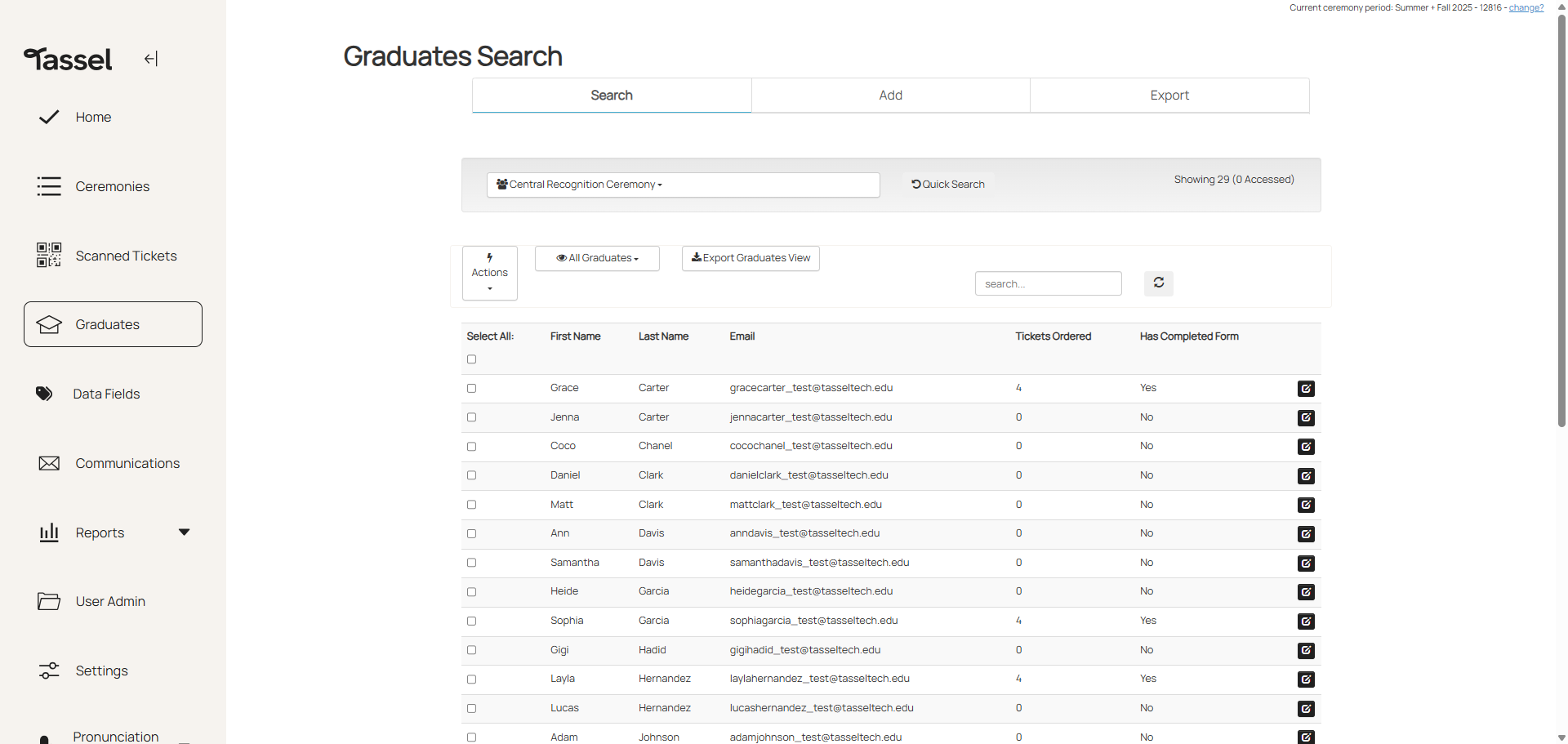 Begin by selecting the Graduates module in the sidebar 