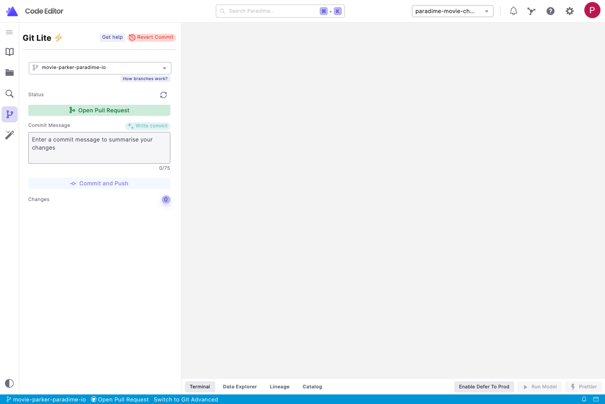 To view the current project files, click the folder icon.