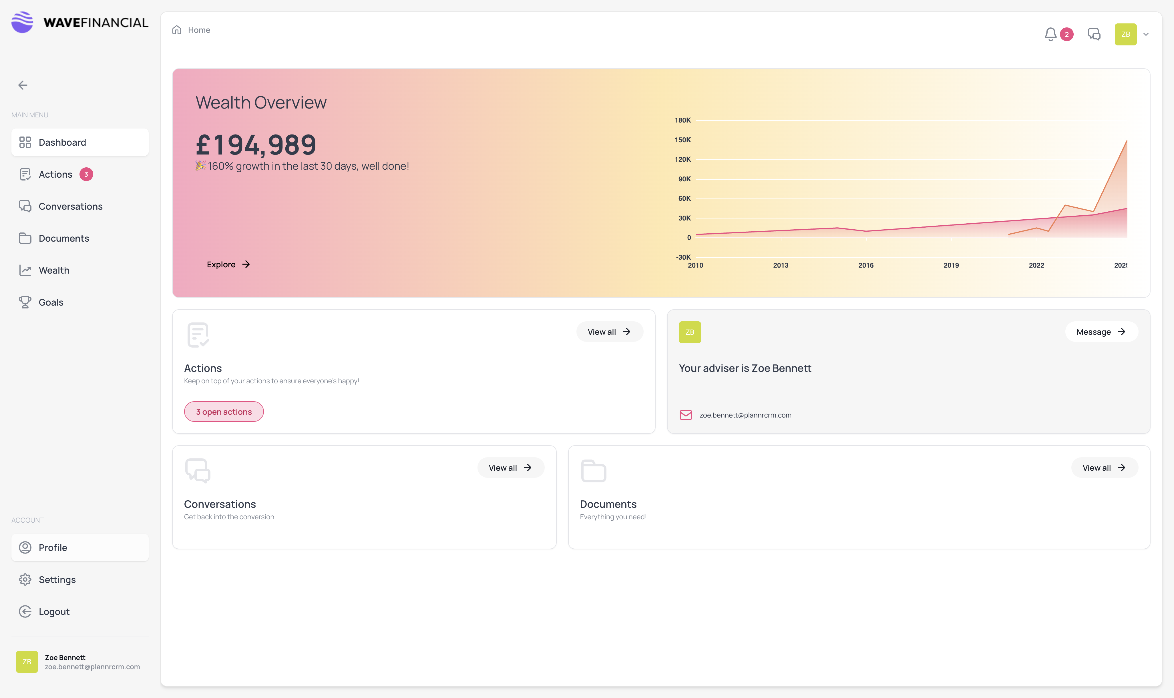 From the main dashboard, click on **Profile** 