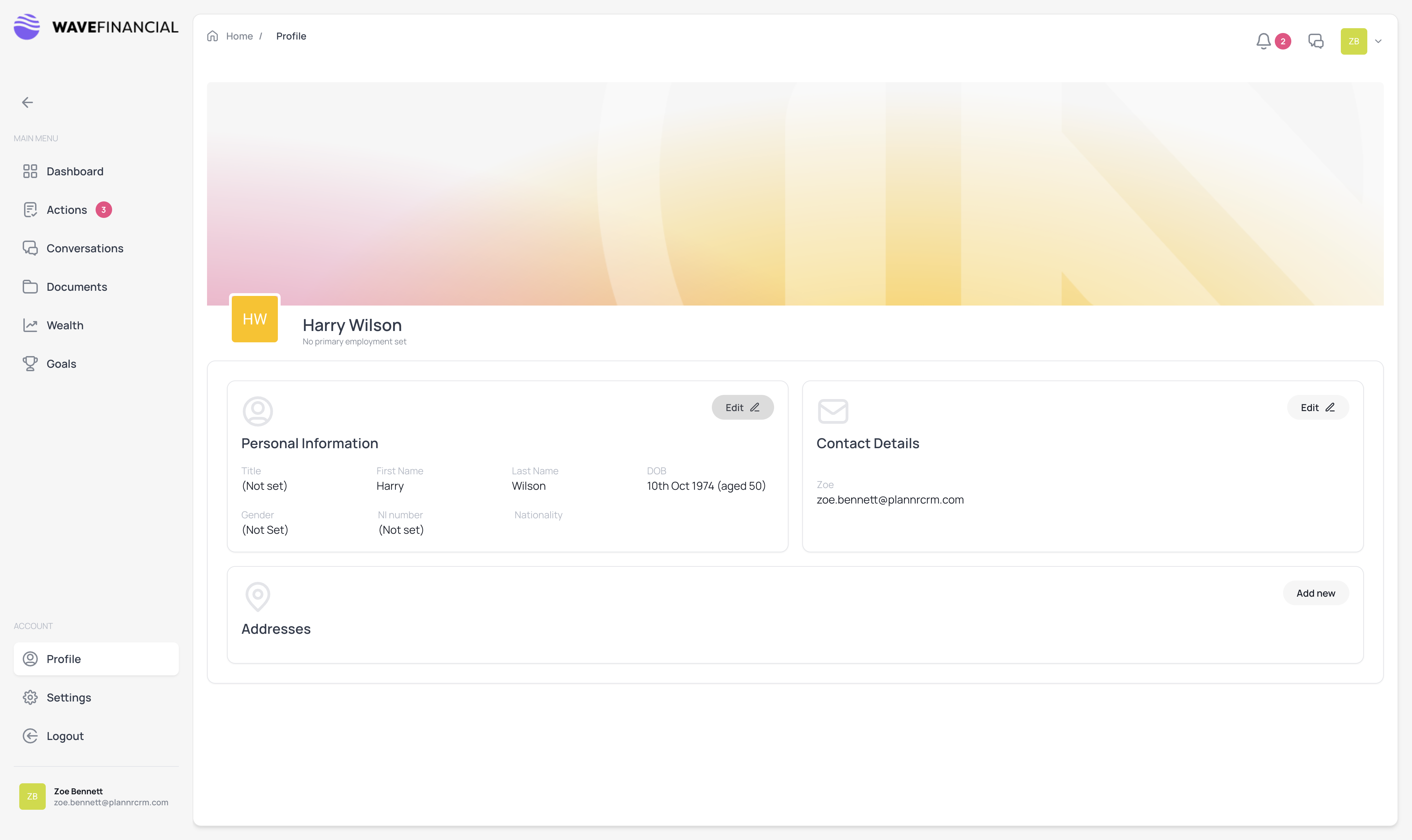 To update your personal information, click on the **Edit** button