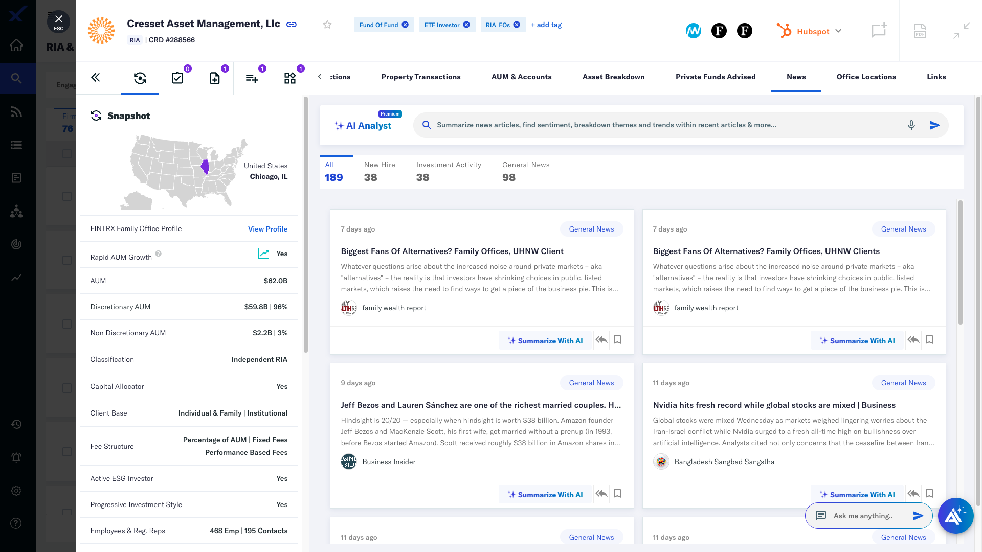 Type your query in the AI Analyst search bar to quickly analyze news, spot trends, or get instant summaries