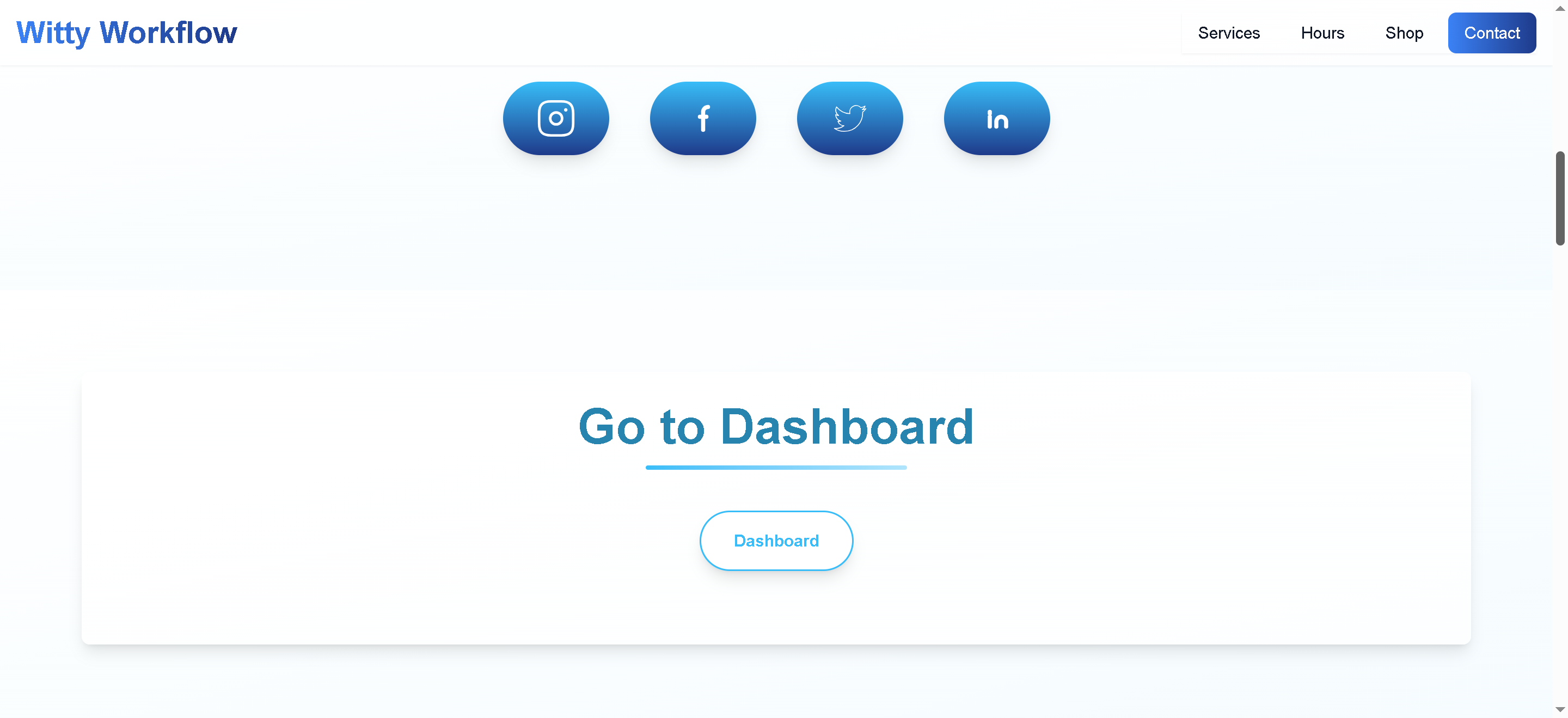 Access the heart of our application by clicking the *Dashboard* button. Experience seamless navigation and quick access to all features! The app is being shown as the administrator of the app so all app features are accessible.