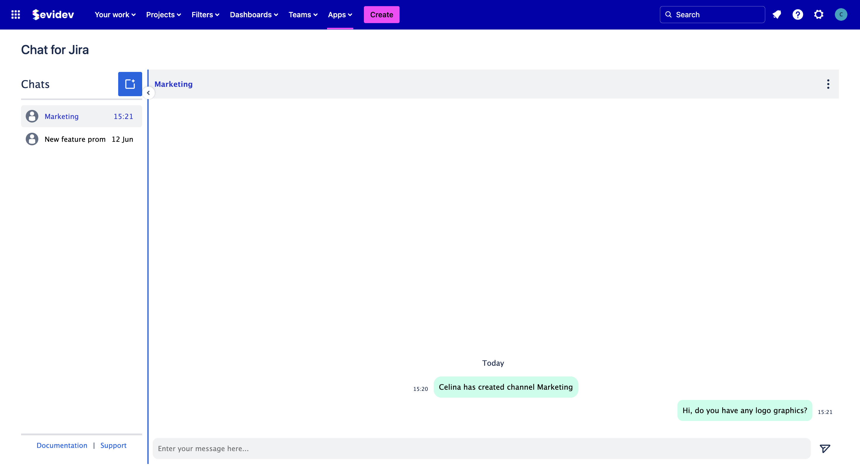 Start by launching the chat feature to create a new conversation or channel for your team.