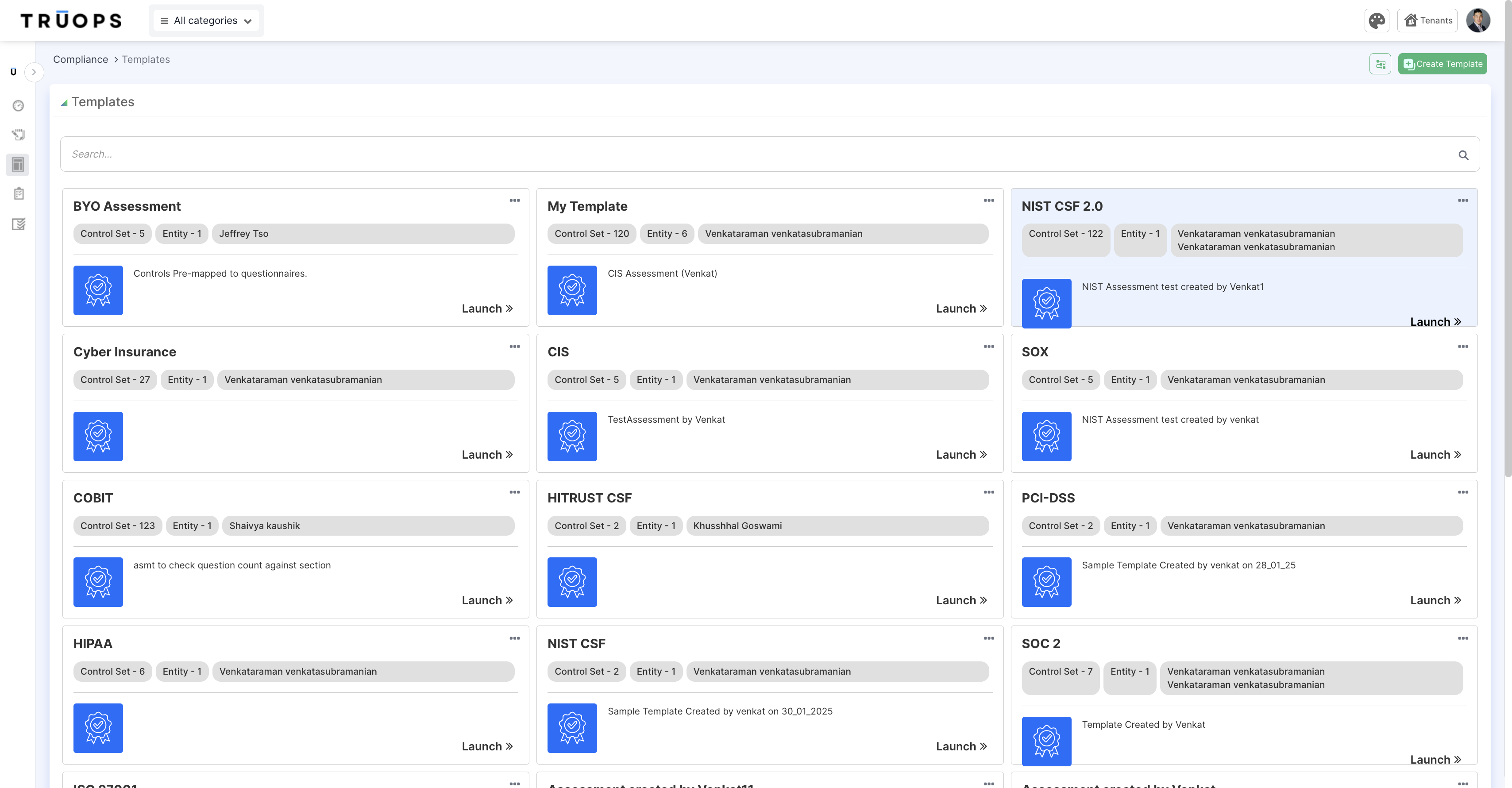 Get started by launching a NIST CSF 2.0 assessment, one of the dozens templates created by TruOps.