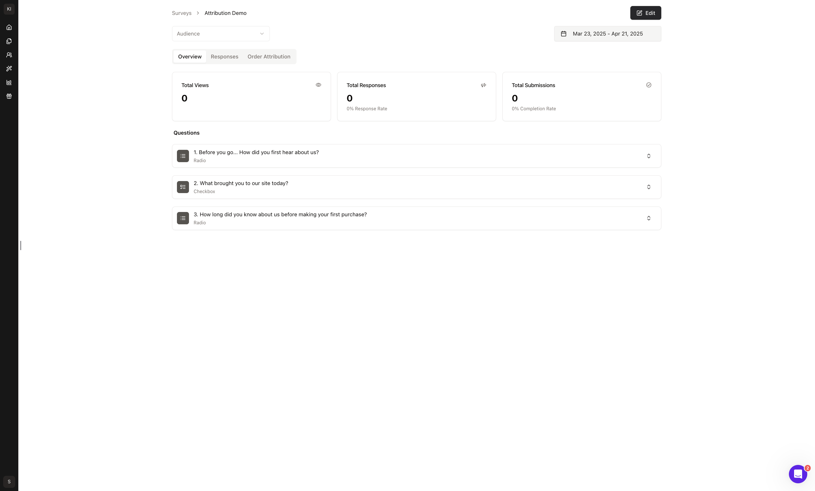 Click the **Edit** button to access your survey and channels.