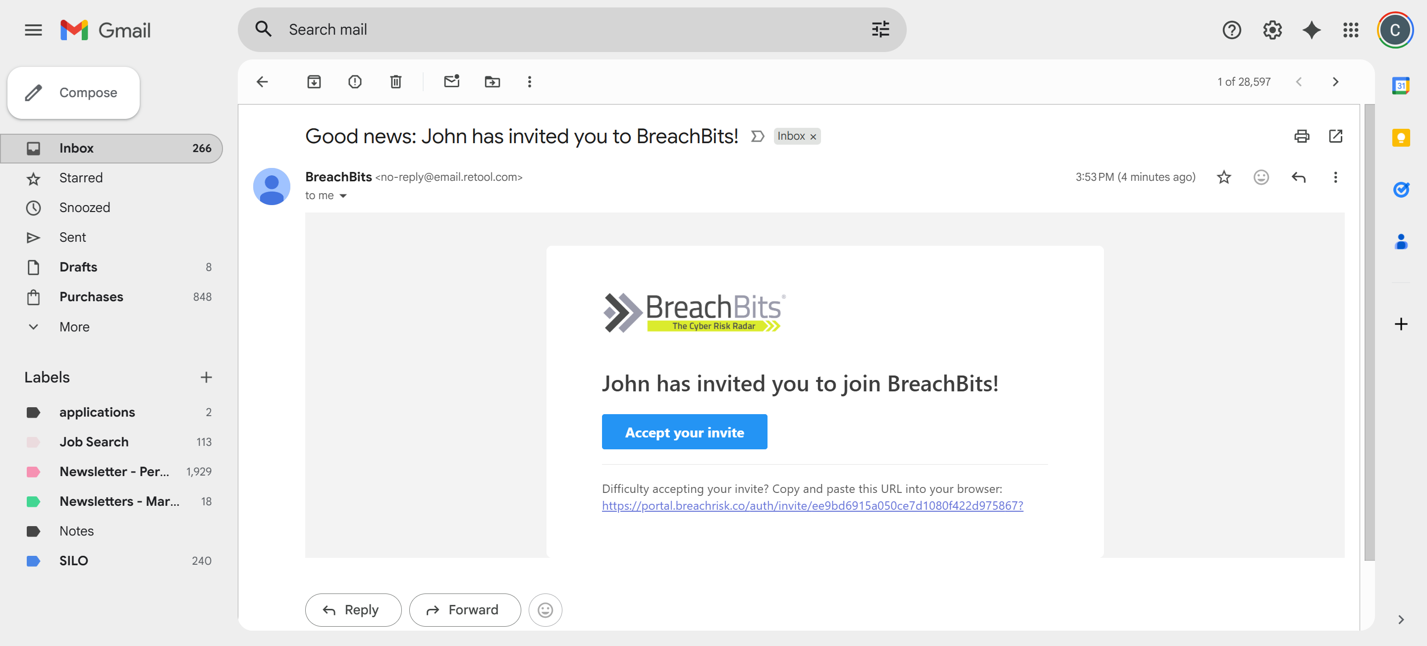 Open your invitation email to start registration. 