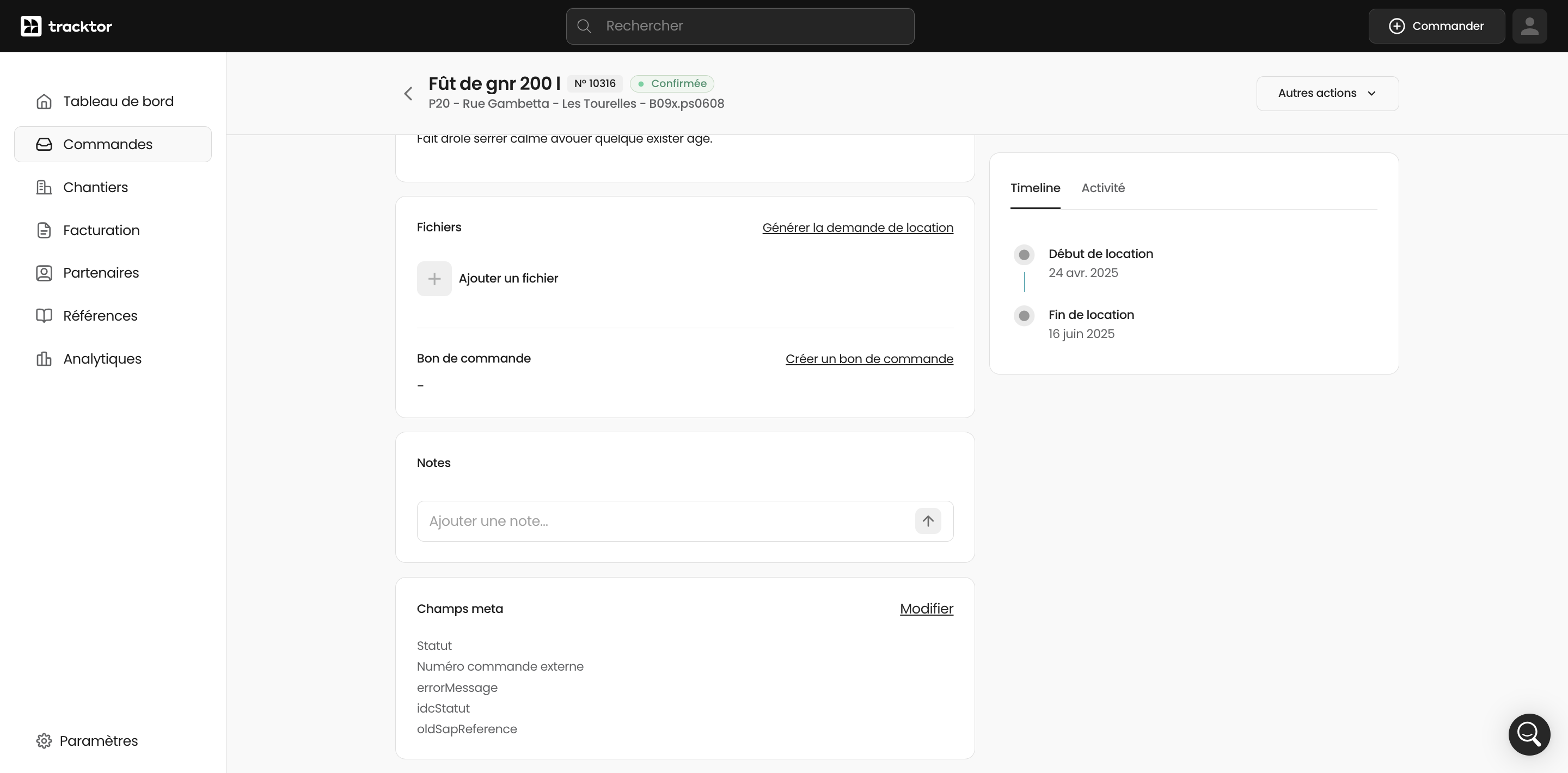 Cliquez sur le bouton pour générer un bon de commande