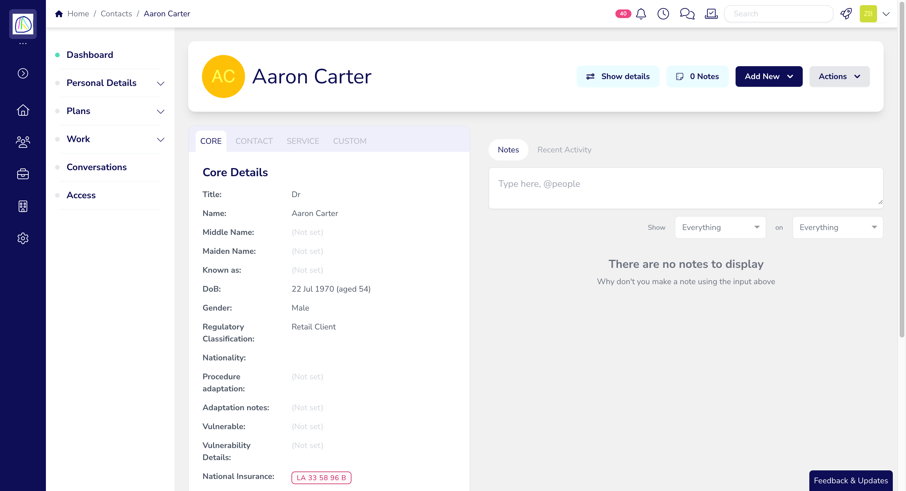 Start by clicking **Add New** within a **Client** record
