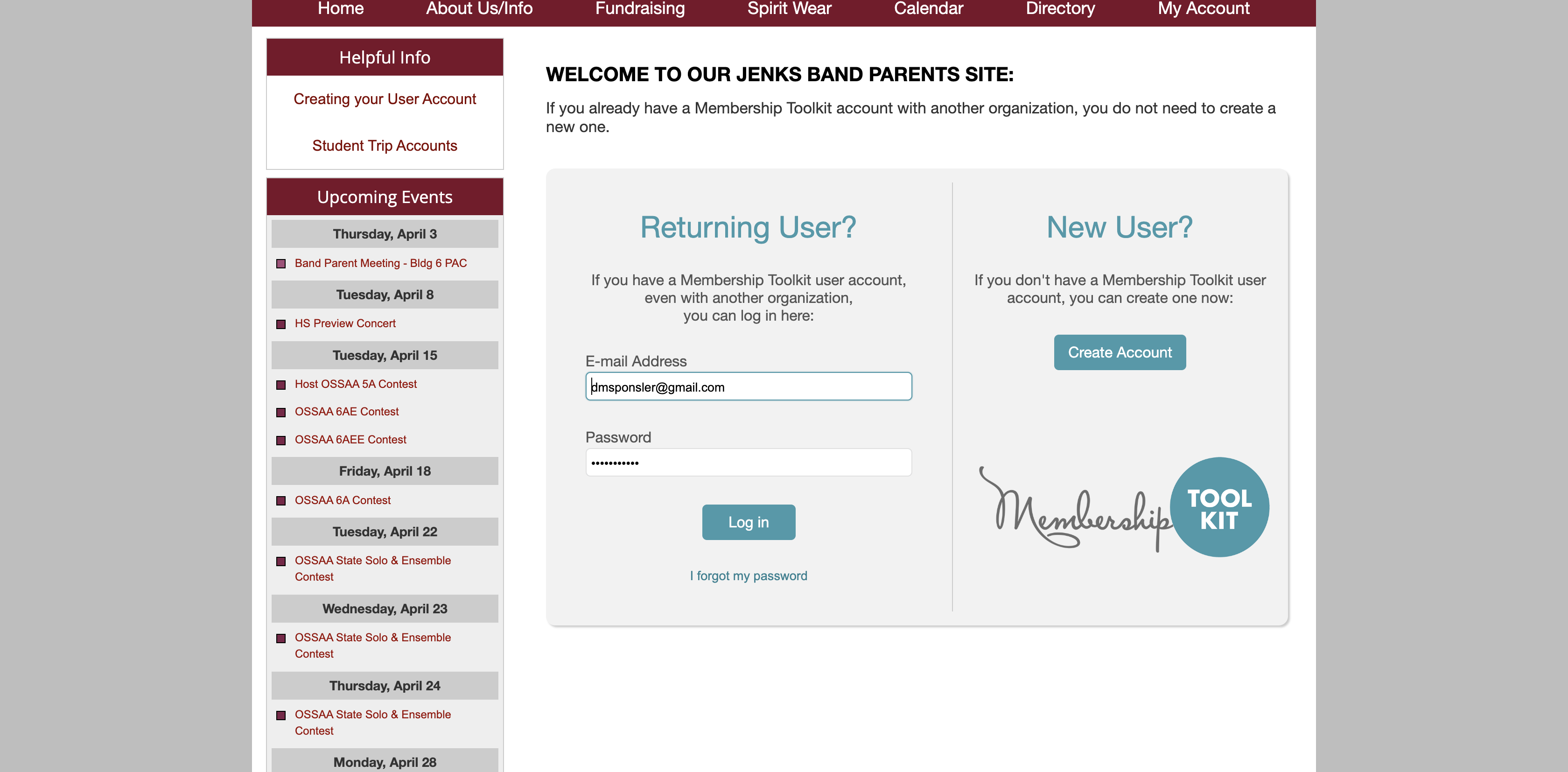 If you have never created an account start by clicking *Create Account*.