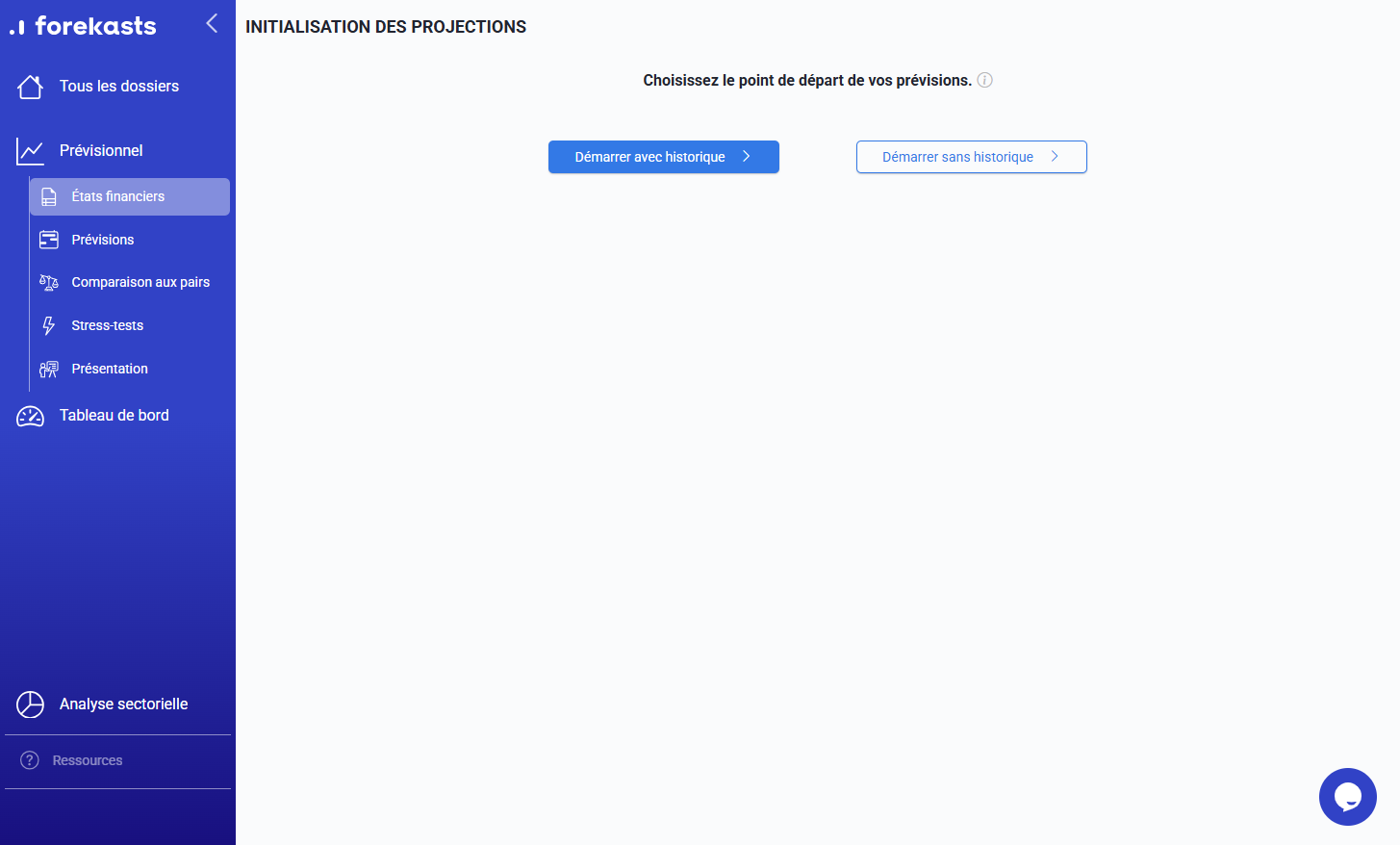 Cliquez pour démarrer avec  votre historique comptable 