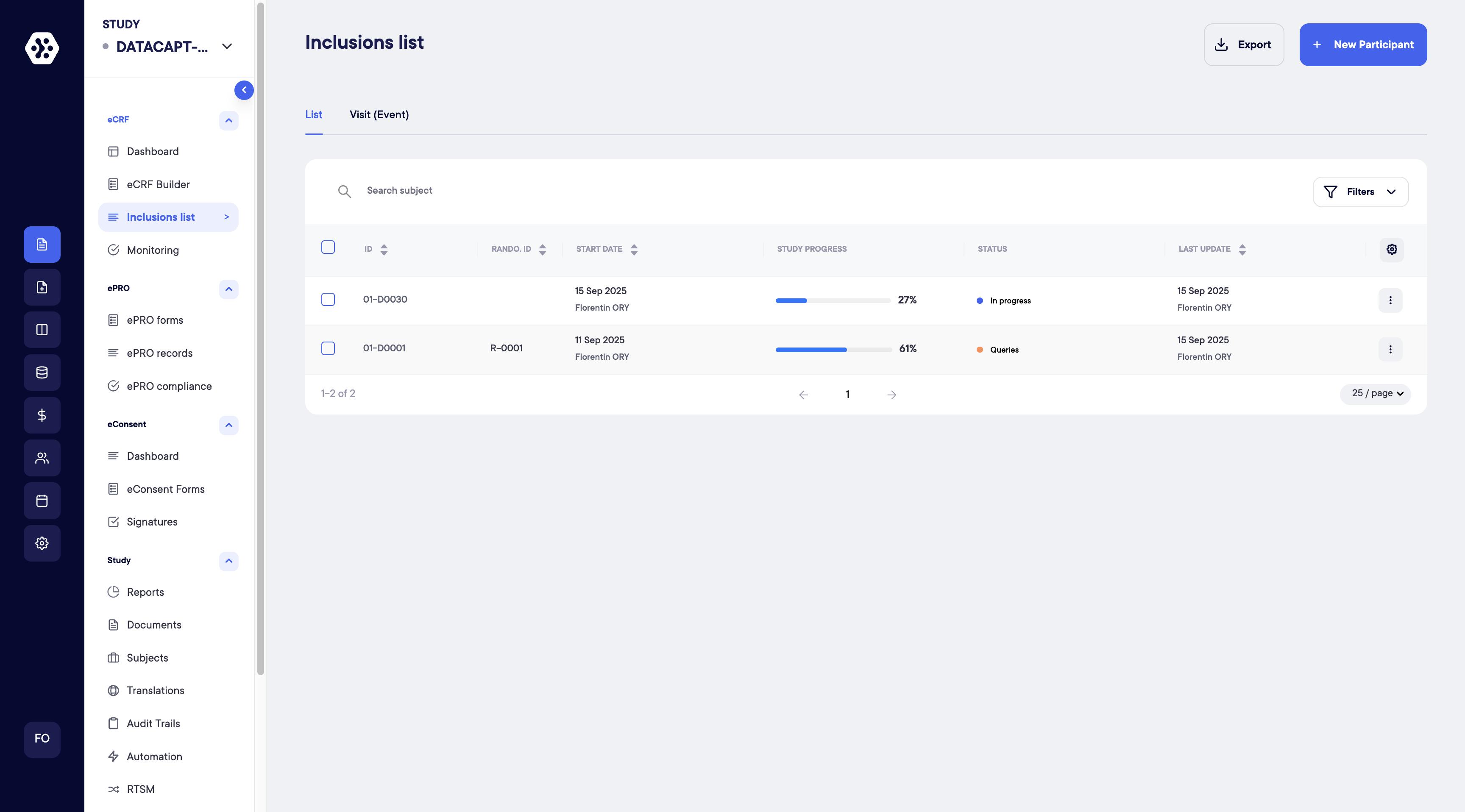 Access the new eCRF experience