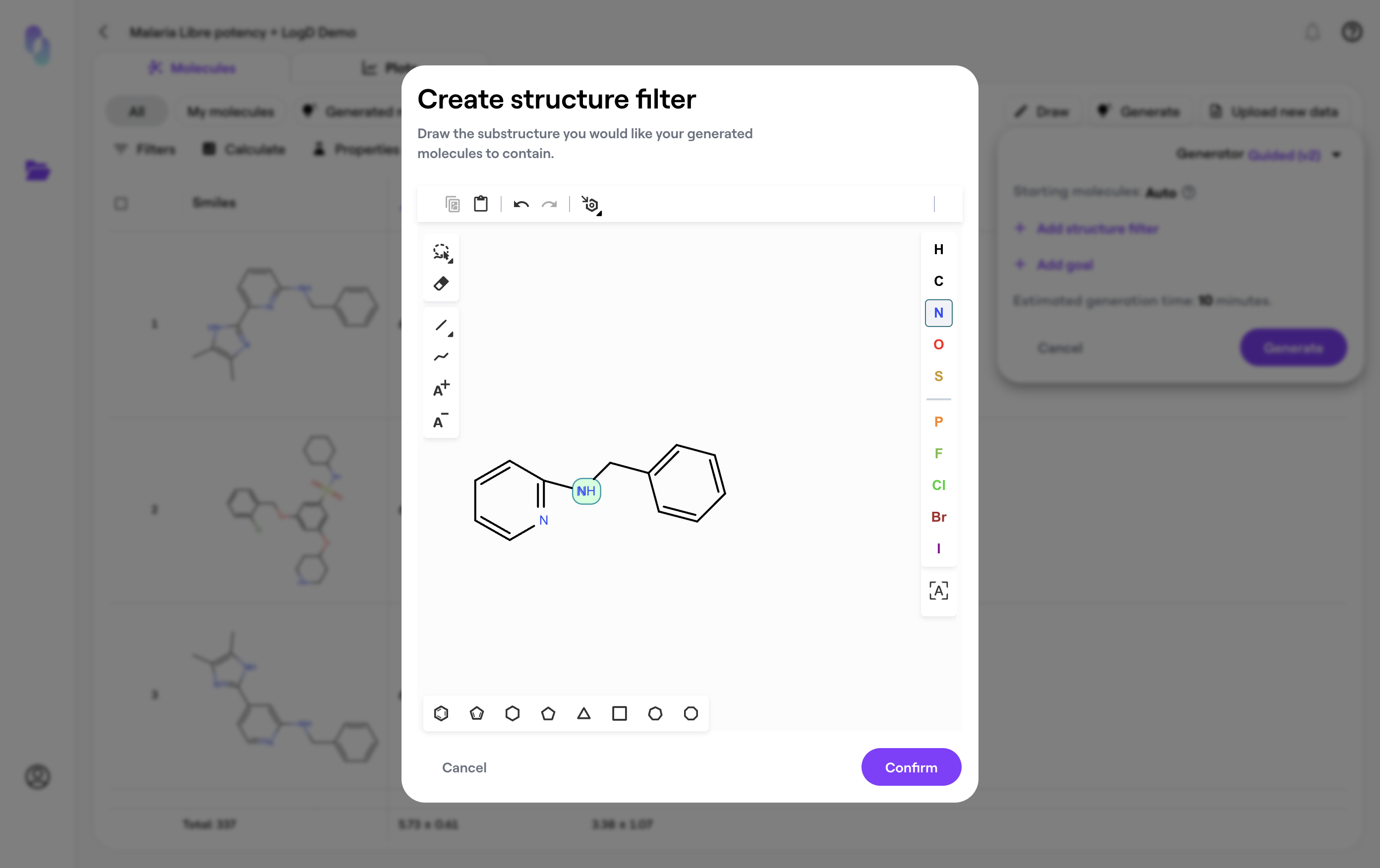 Confirm your drawn substructure.
