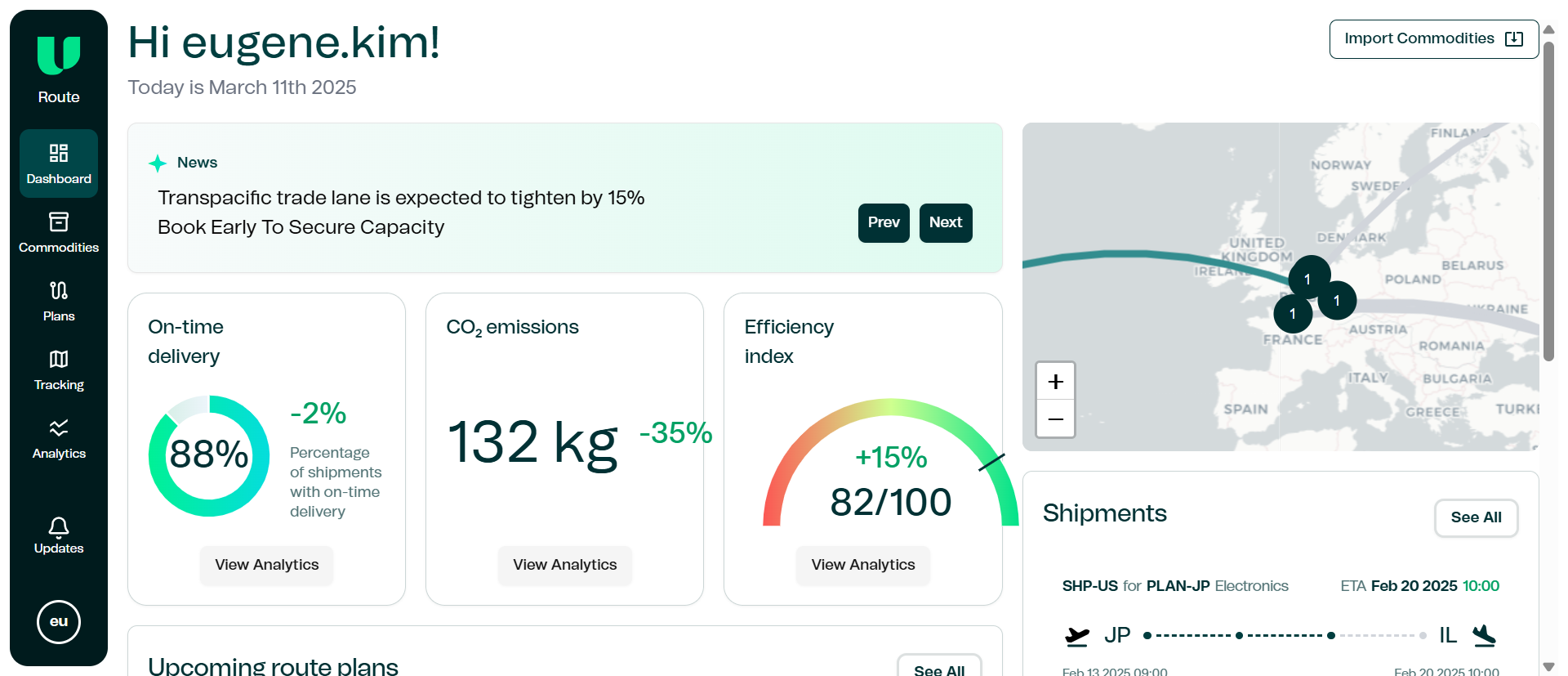 Begin your quote request by selecting commodities to ship. 