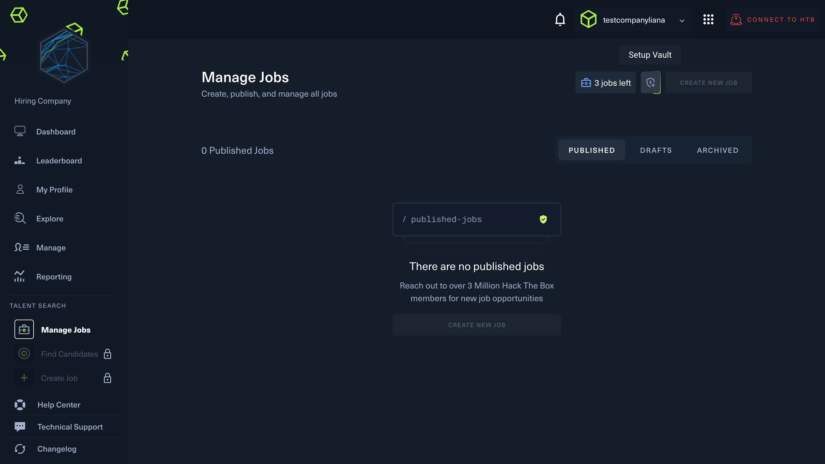 Before getting started you must first set up your company vault to securely manage your public job posts