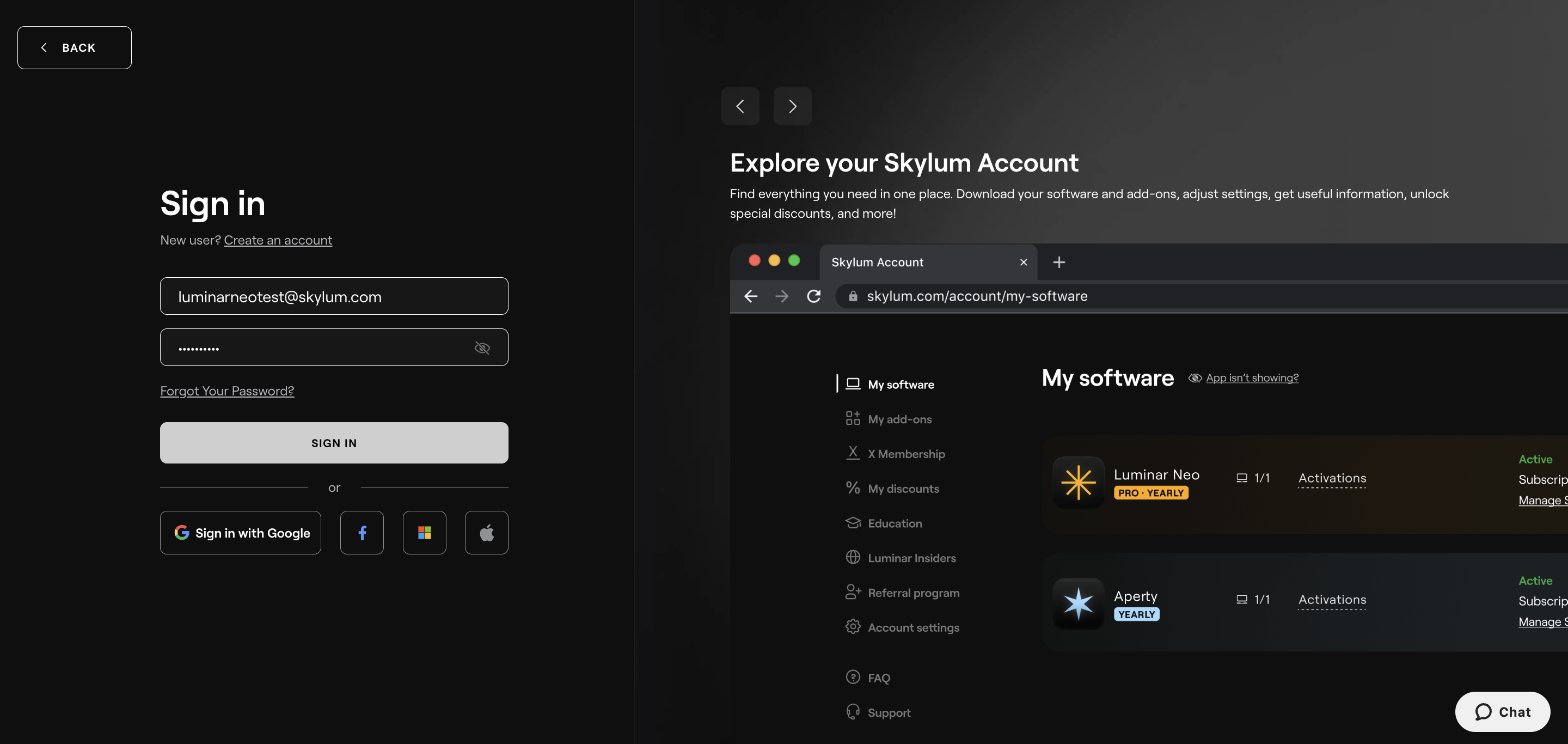 Sign in to your Skylum account