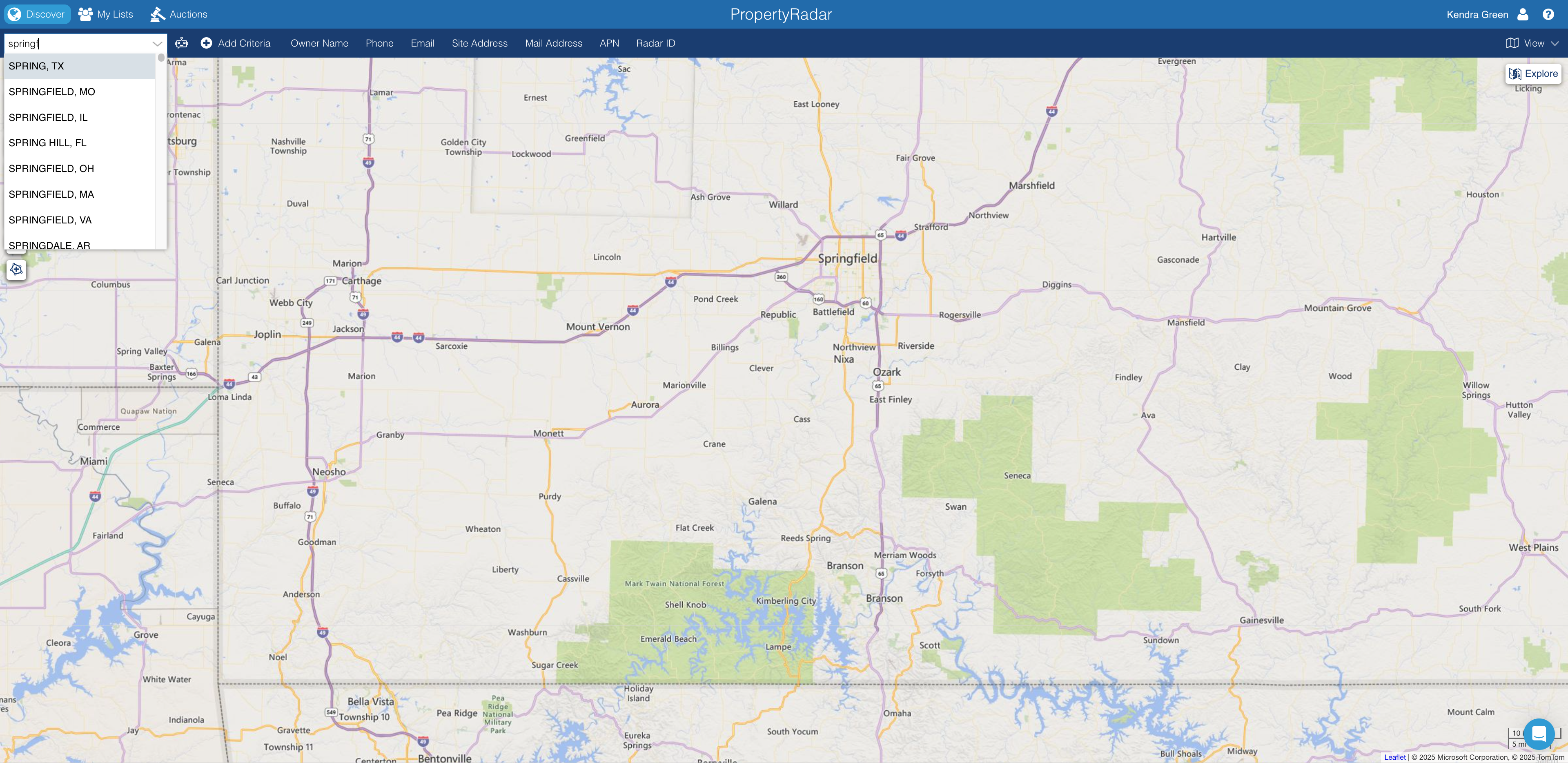 Use the Geography Bar to set your desired geographic area.