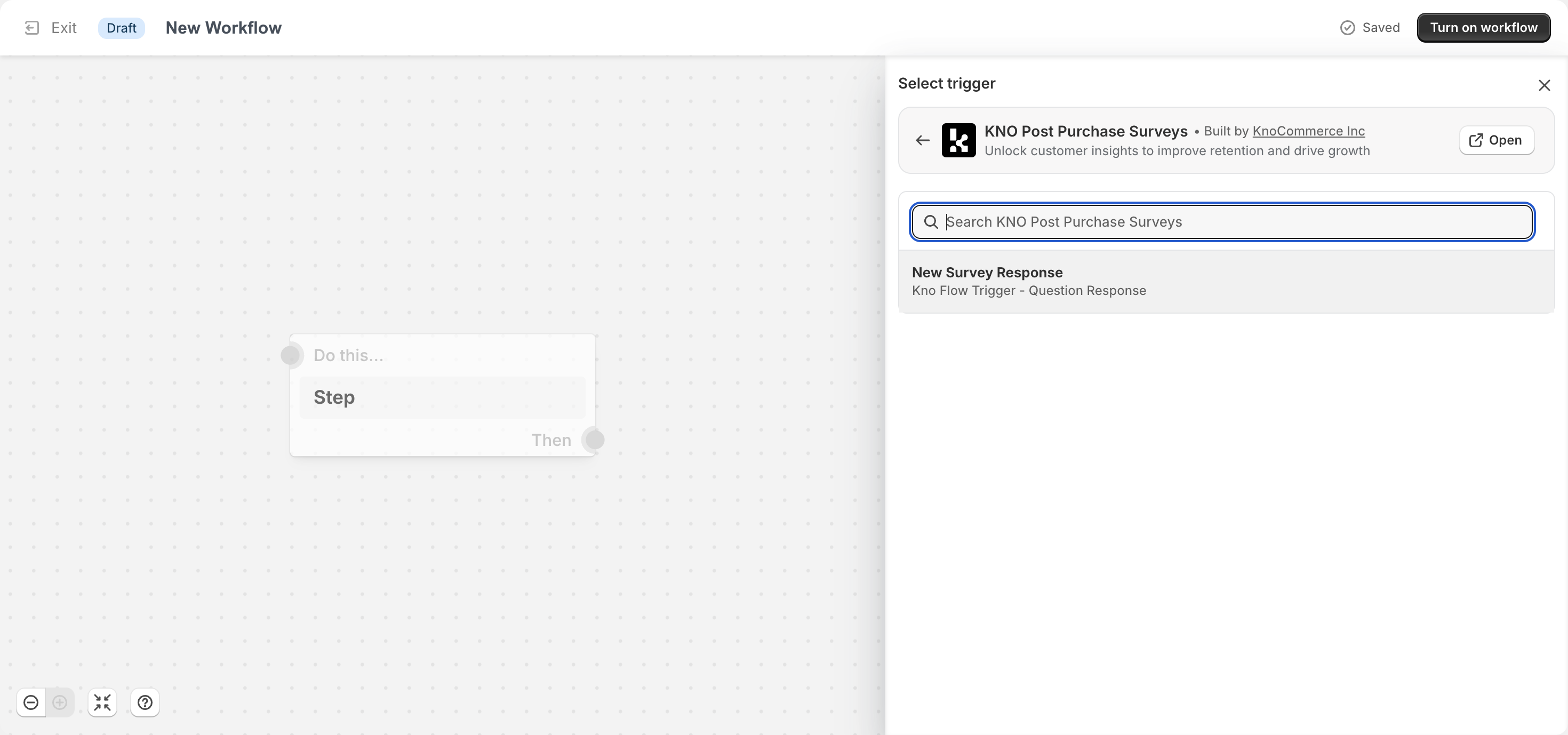 Currently, we only have one trigger event, which is "New Survey Response"