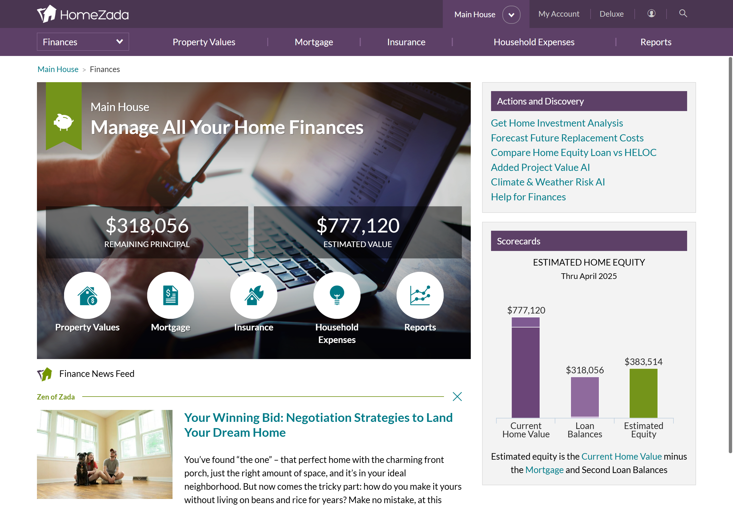 Track home insurance policy information.