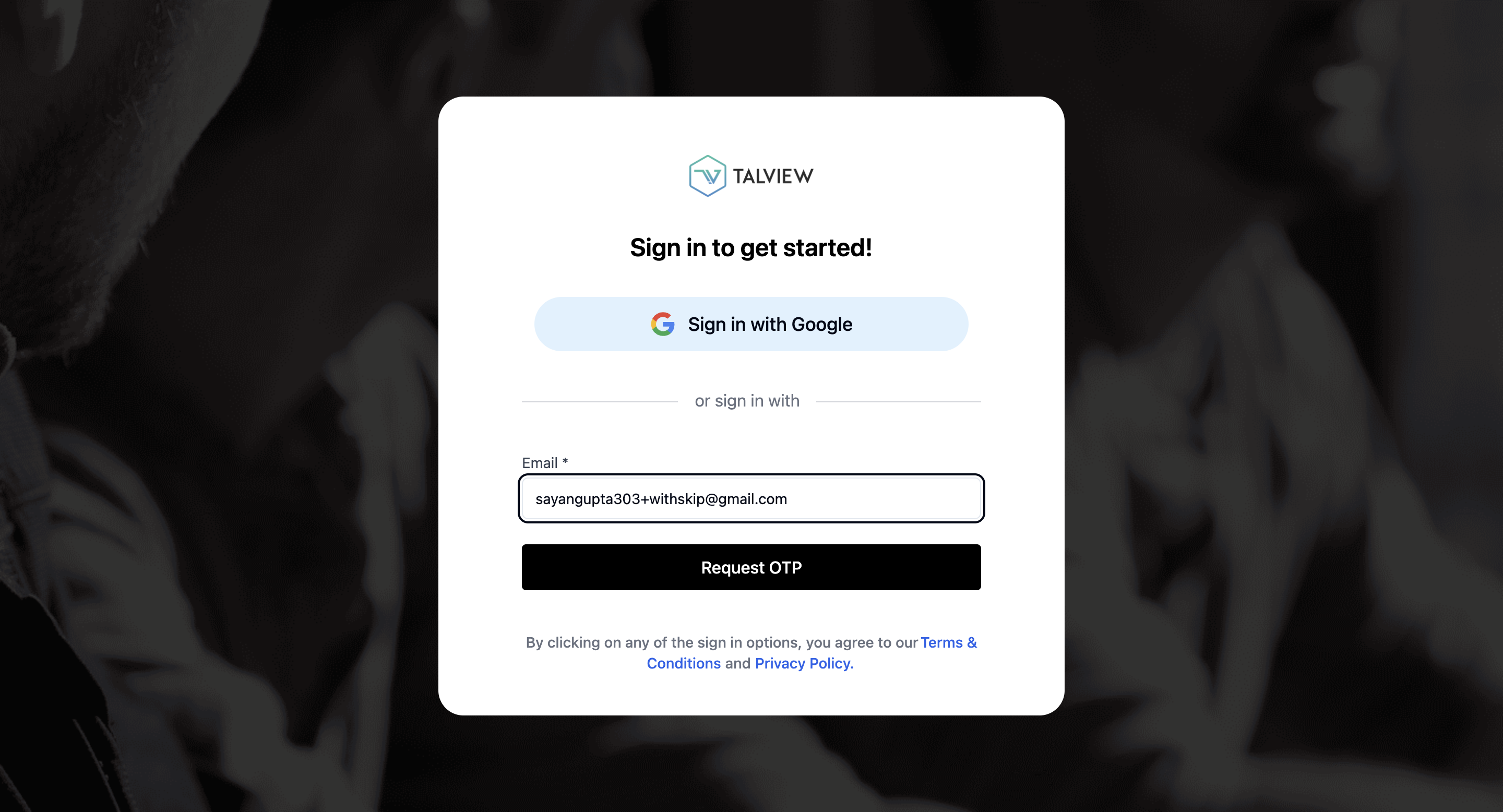 Request a one-time password for authentication.