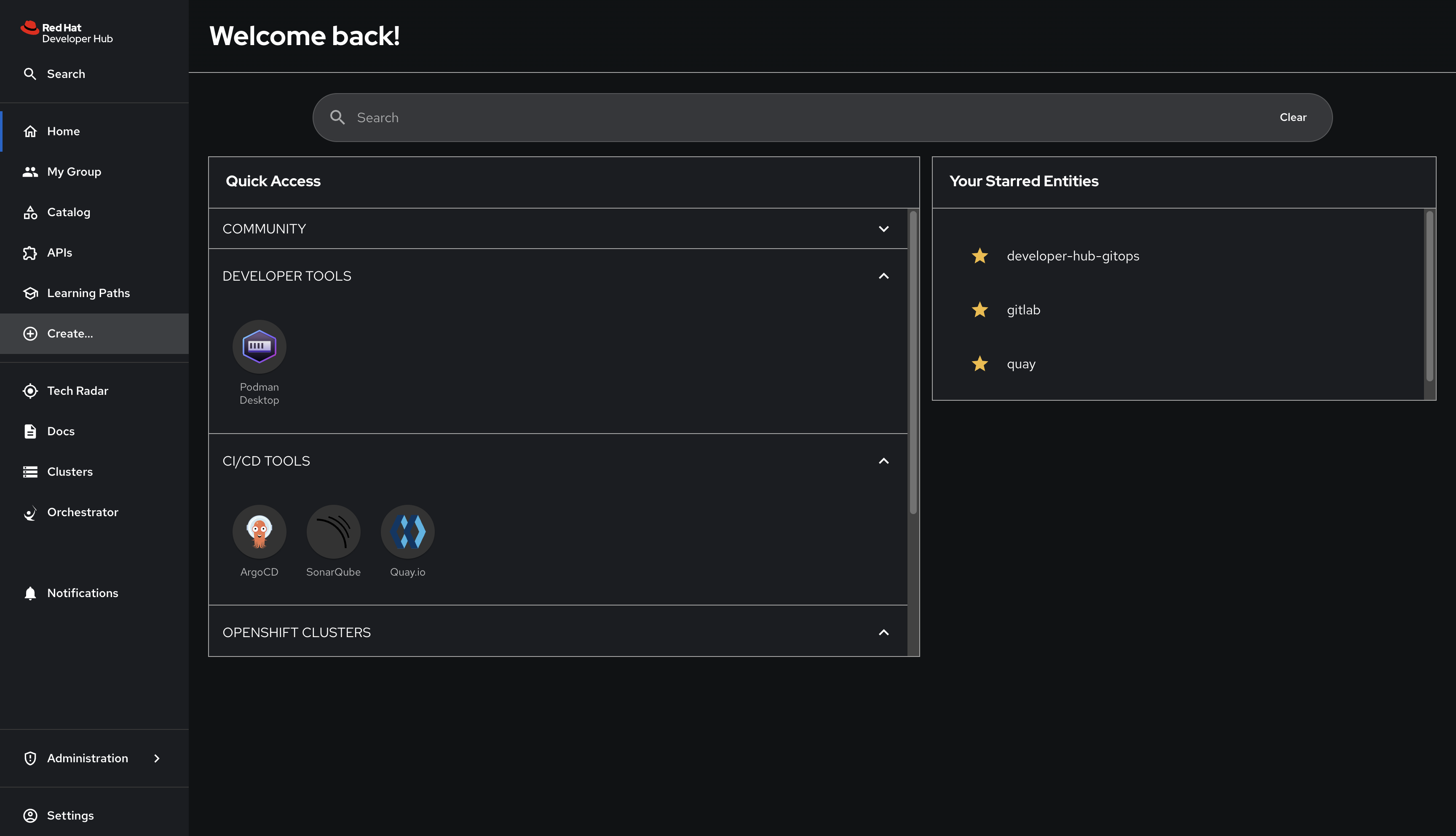 Welcome to Red Hat Developer Hub! 

Let's create a new application environment in under 1 minute.