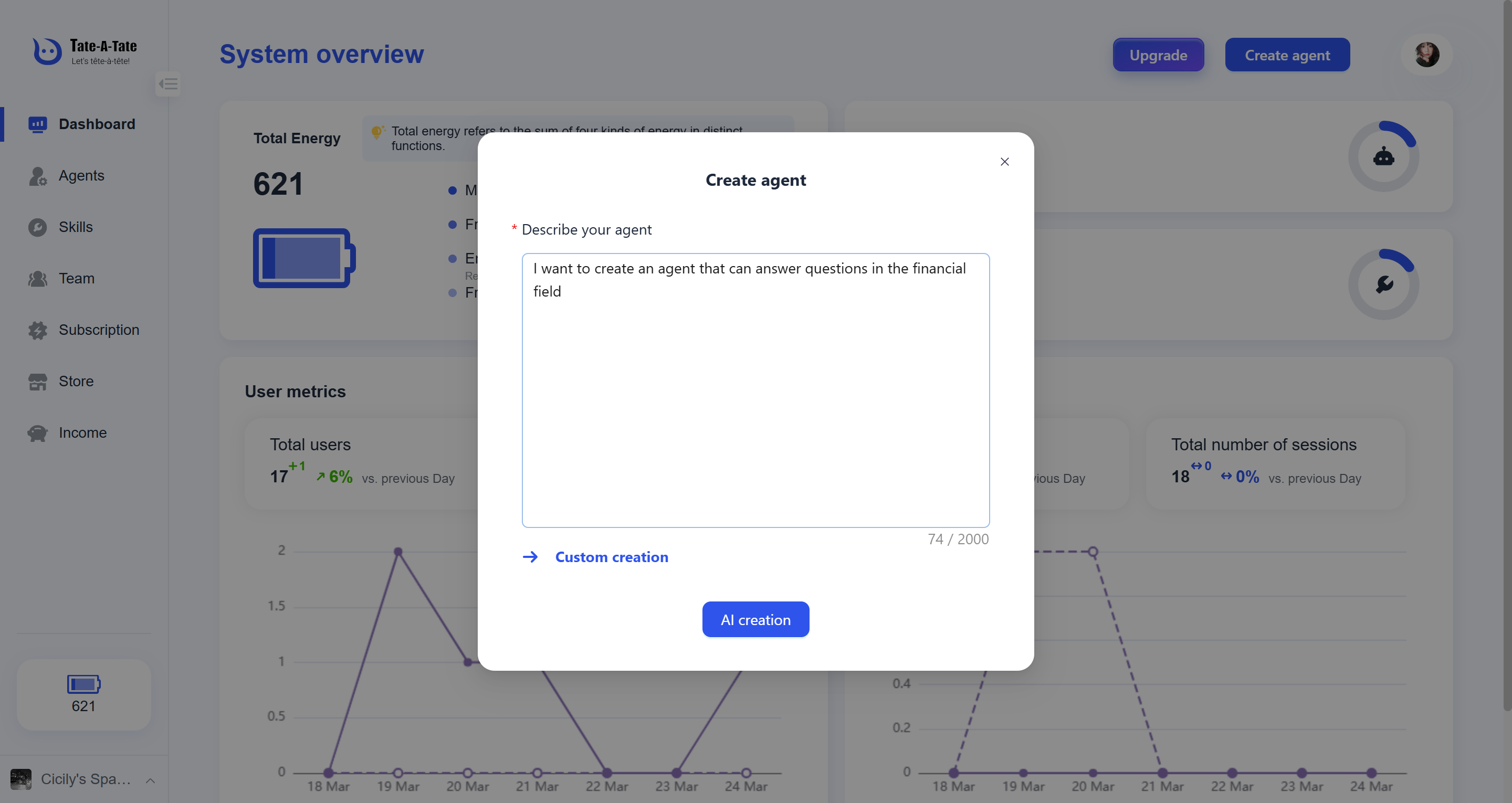 Describe your idea. Let AI generate your intelligent agent instantly