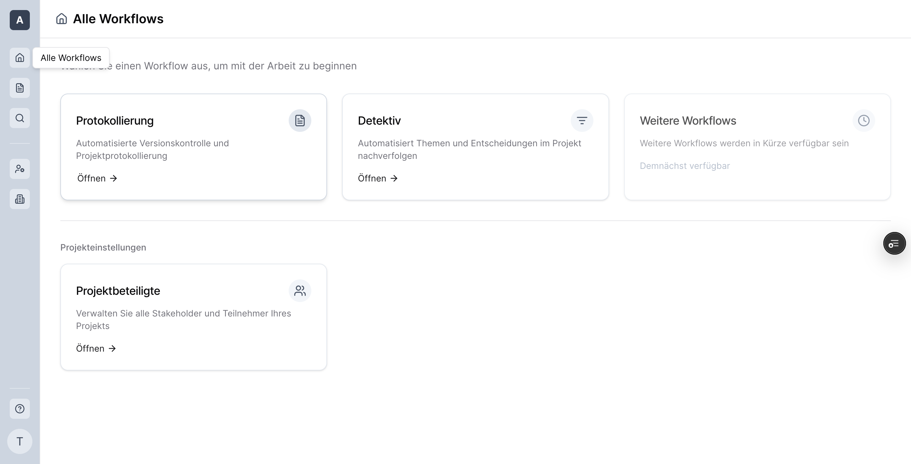 Starten Sie mit einem Klick auf die Workflow-Karte „Protokollierung“, um Protokolleinträge zentral zu verwalten.