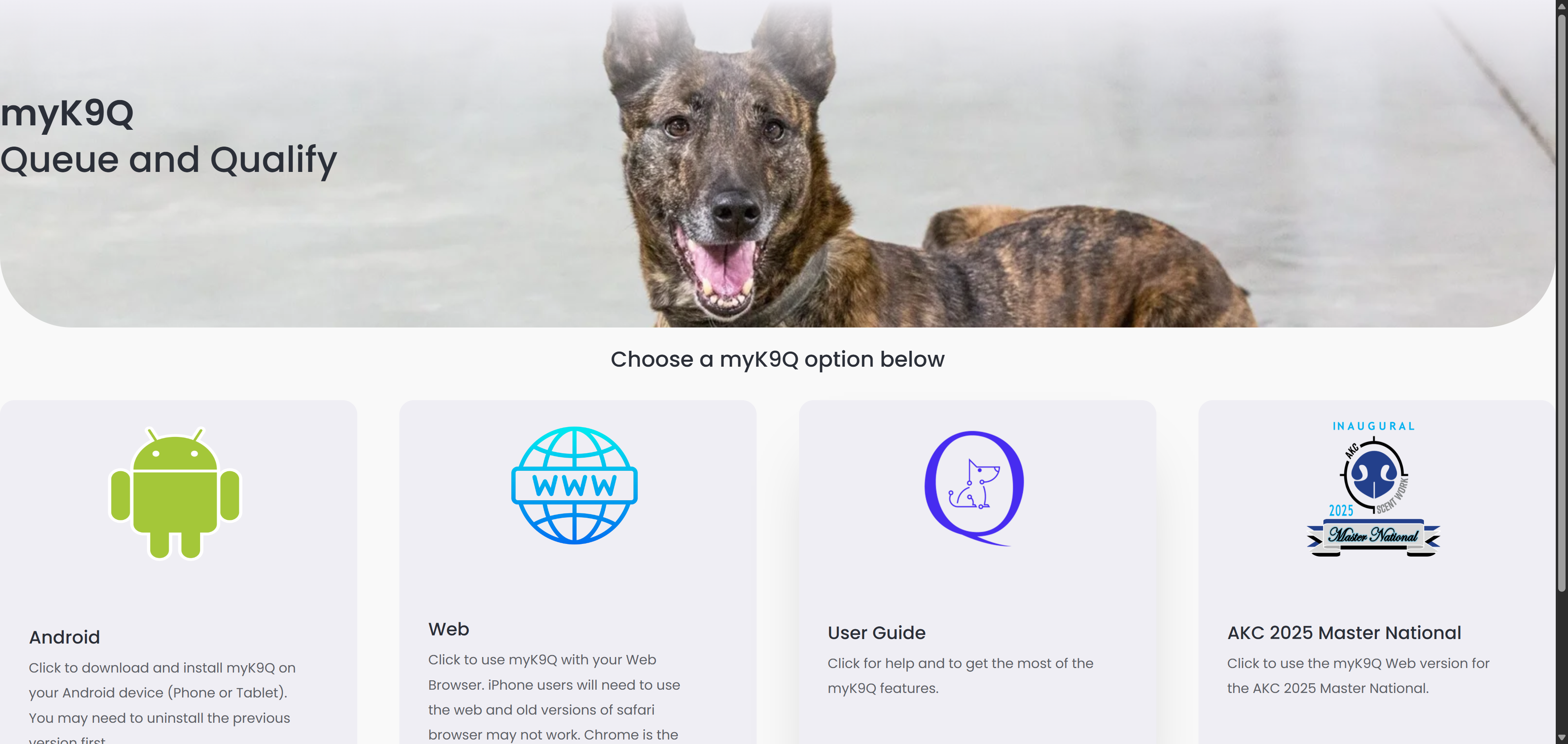 This is an interactive tour of how to use myK9Q as an Exhibitor. 

Tap the text box throughout the tour to go to the next step of the tour. 

