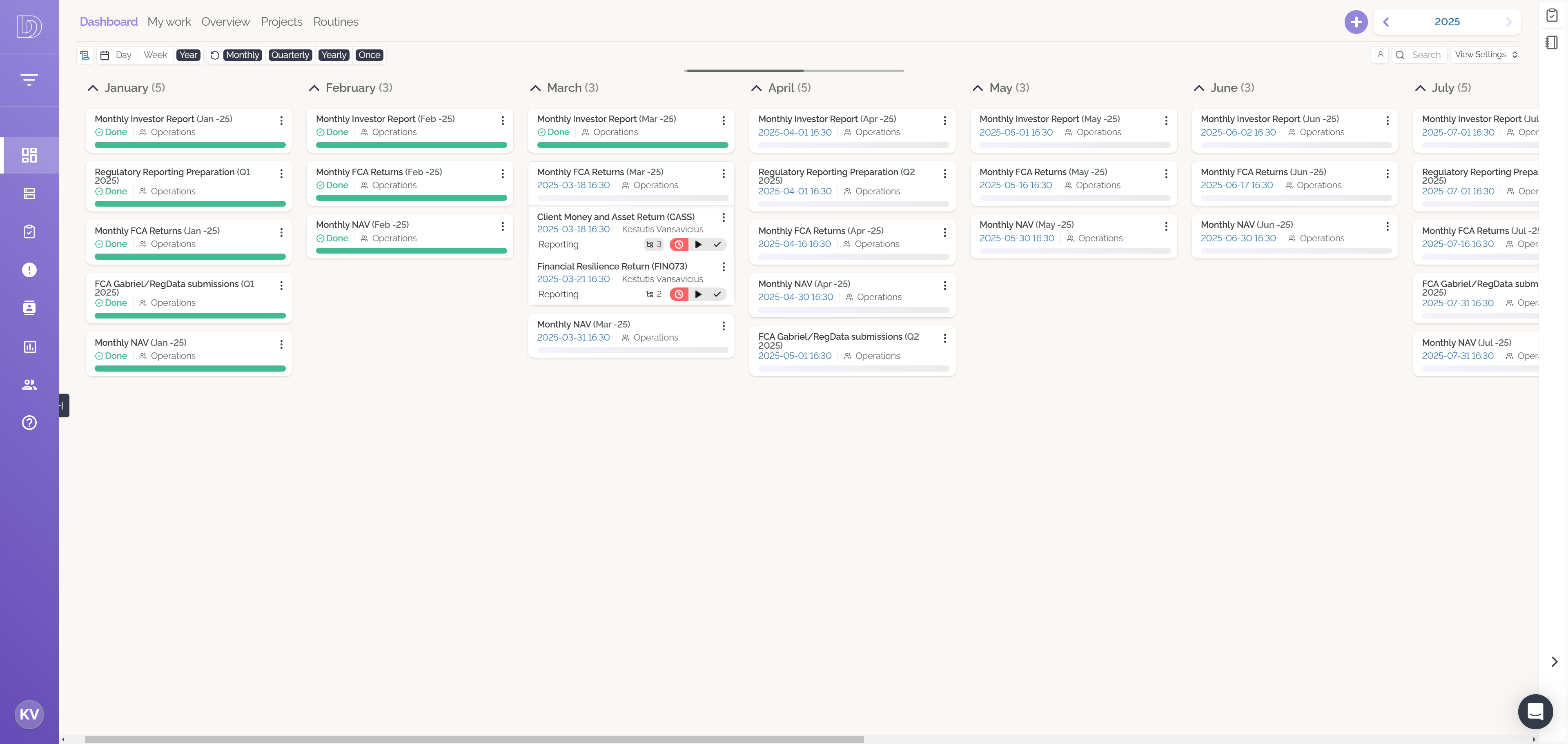 Subprocesses with subtasks show an icon with the number of incomplete items.