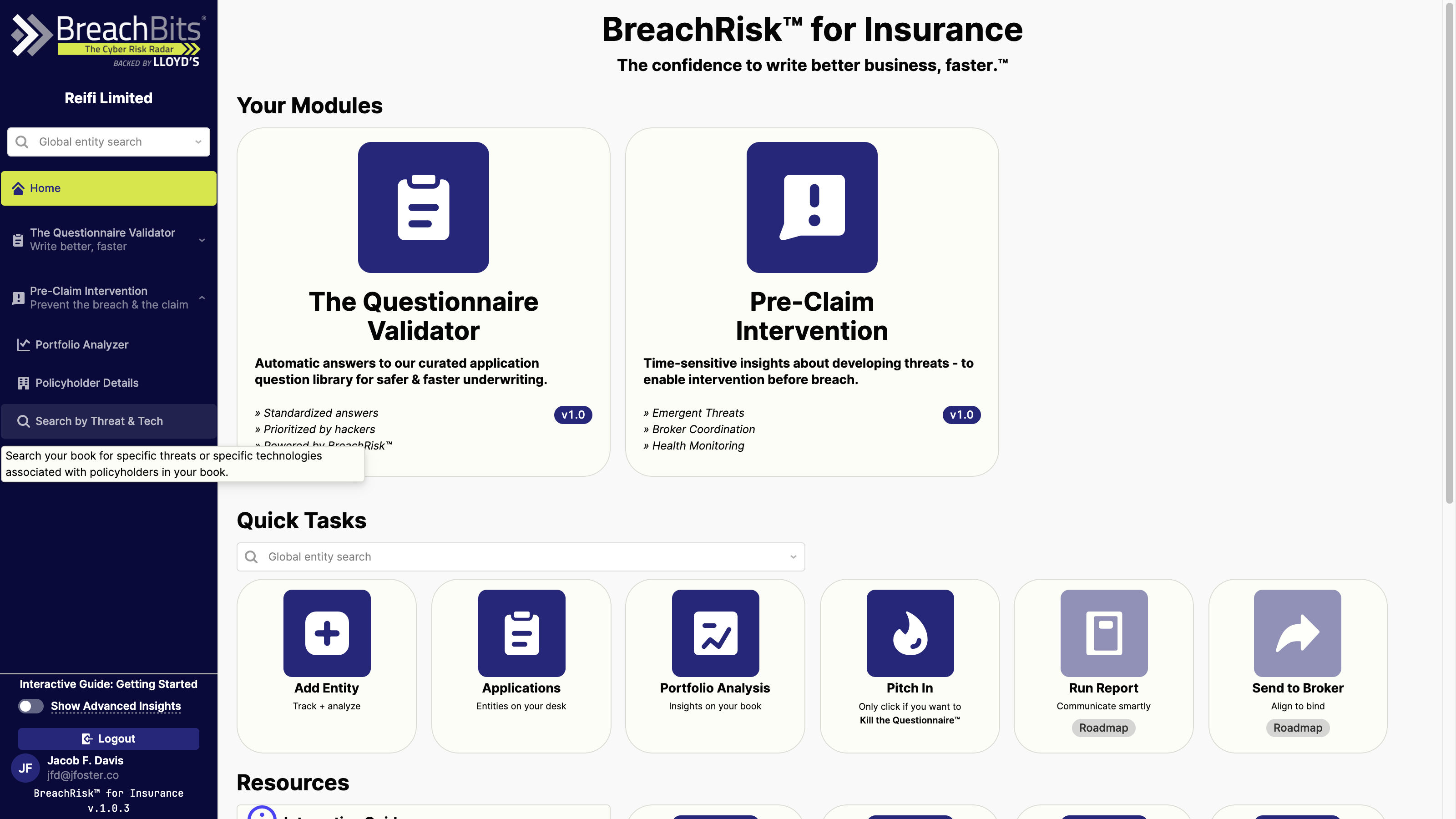 Navigate to the Search by Threat & Tech feature to identify entities exposed to specific threats or technologies.