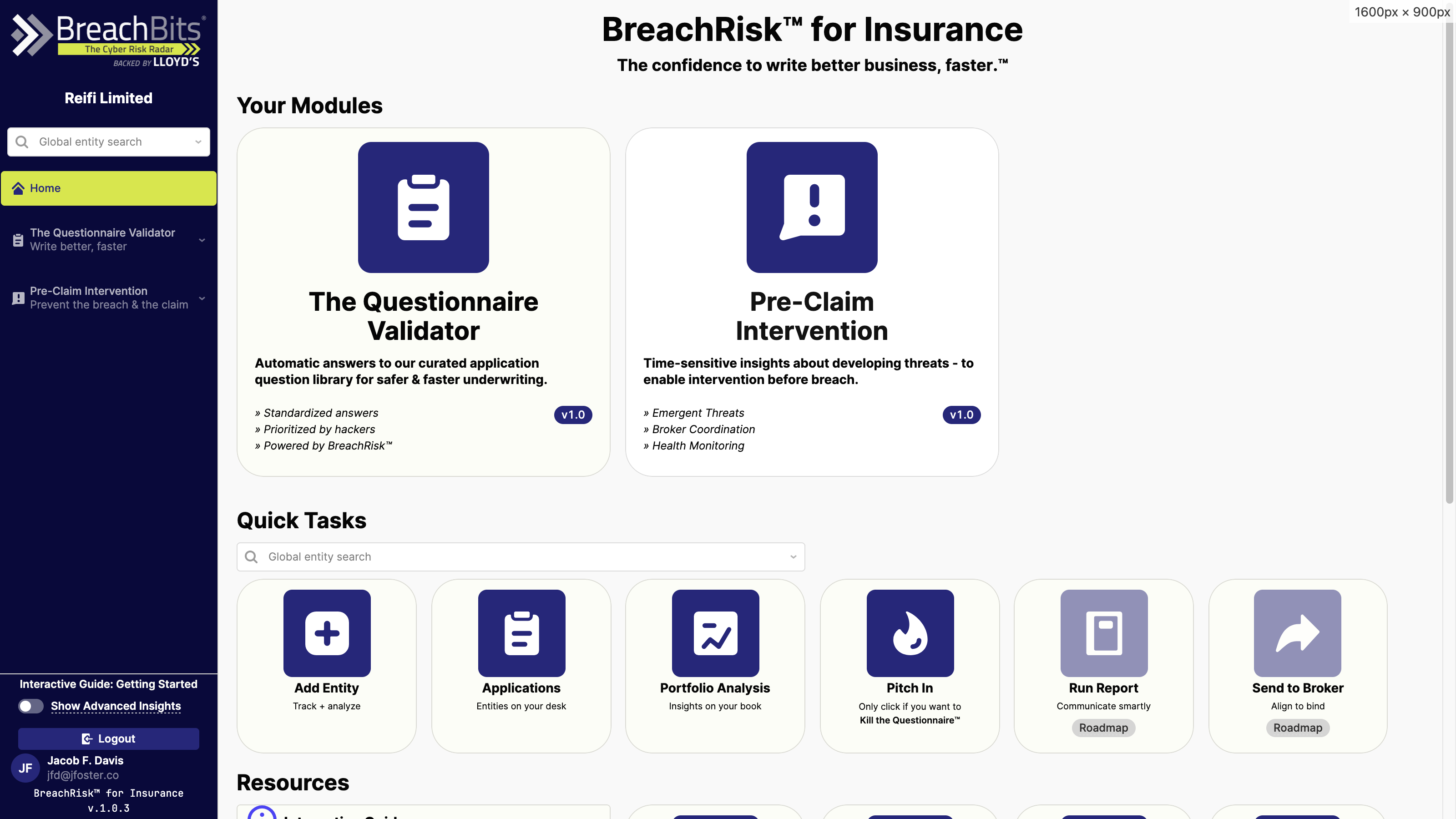 Selecting the Pre-Claim Intervention module from the sidebar.