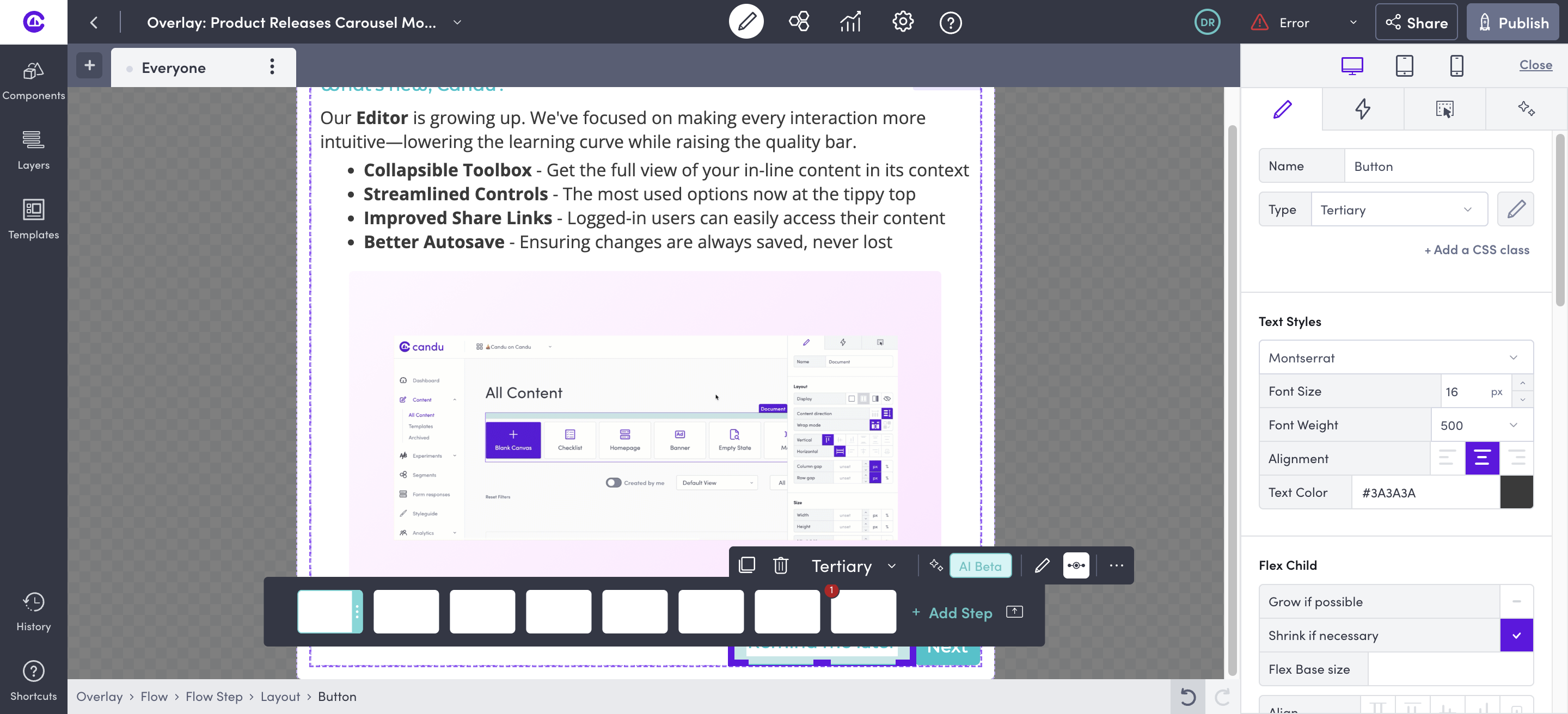 Click the ⚡️lightning bolt to configure the action.