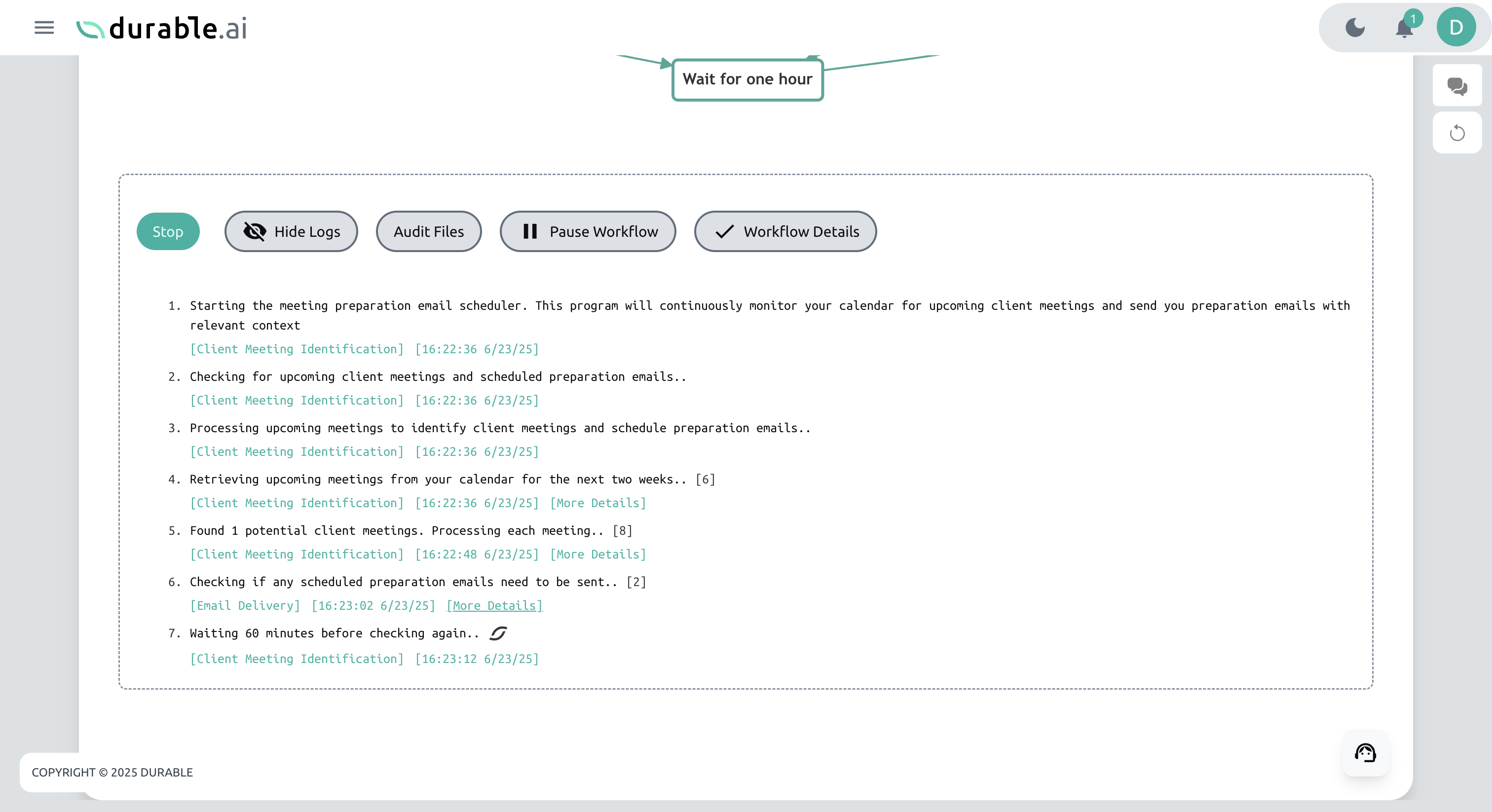 Click the More Details link to expand and view comprehensive information about each log entry
