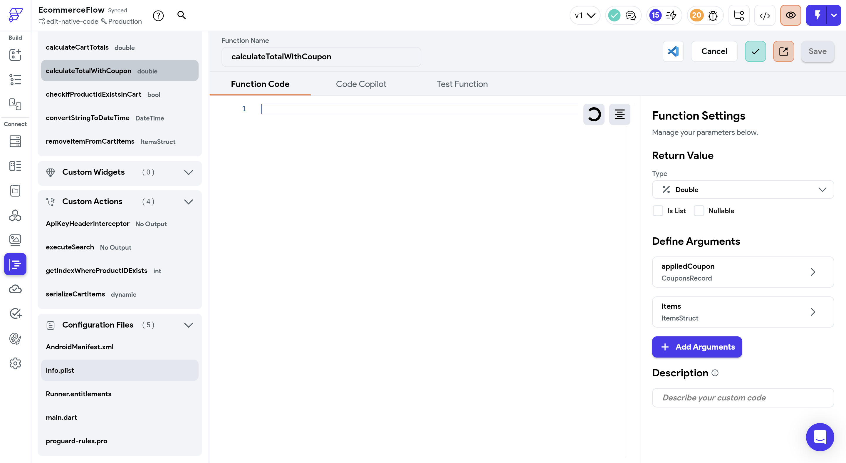 Select the file you want to add a snippet to.